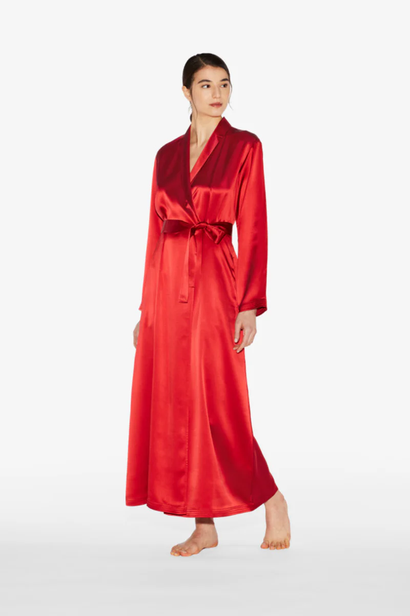 La Perla Silk Long Robe In Garnet - Image 2