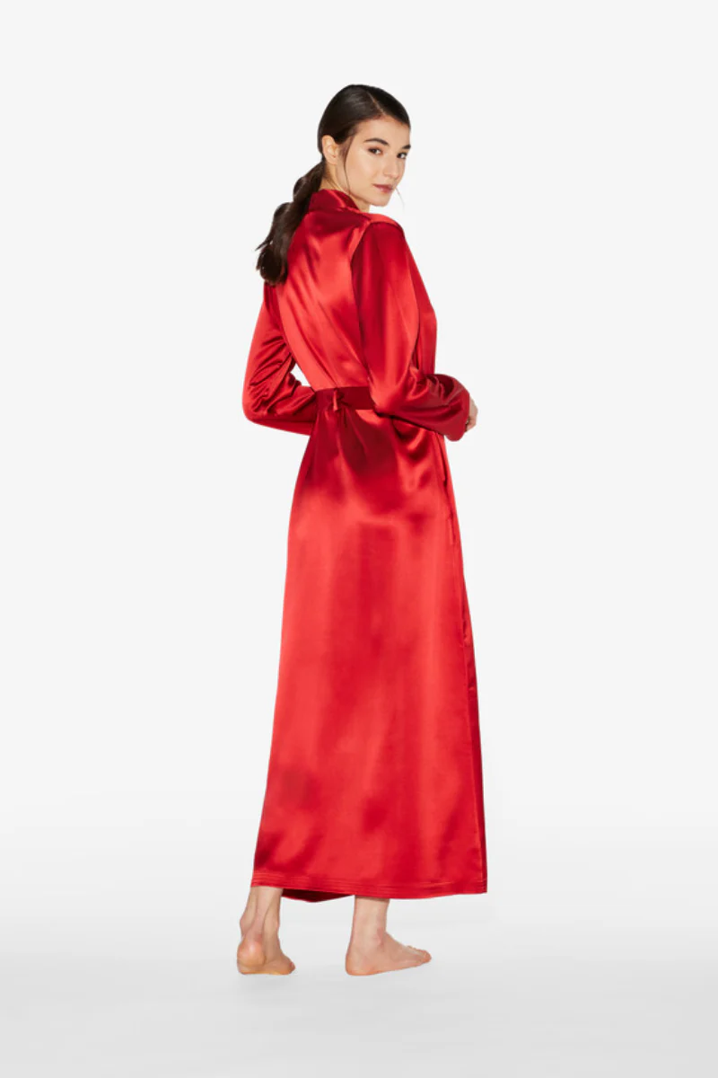 La Perla Silk Long Robe In Garnet - Image 3