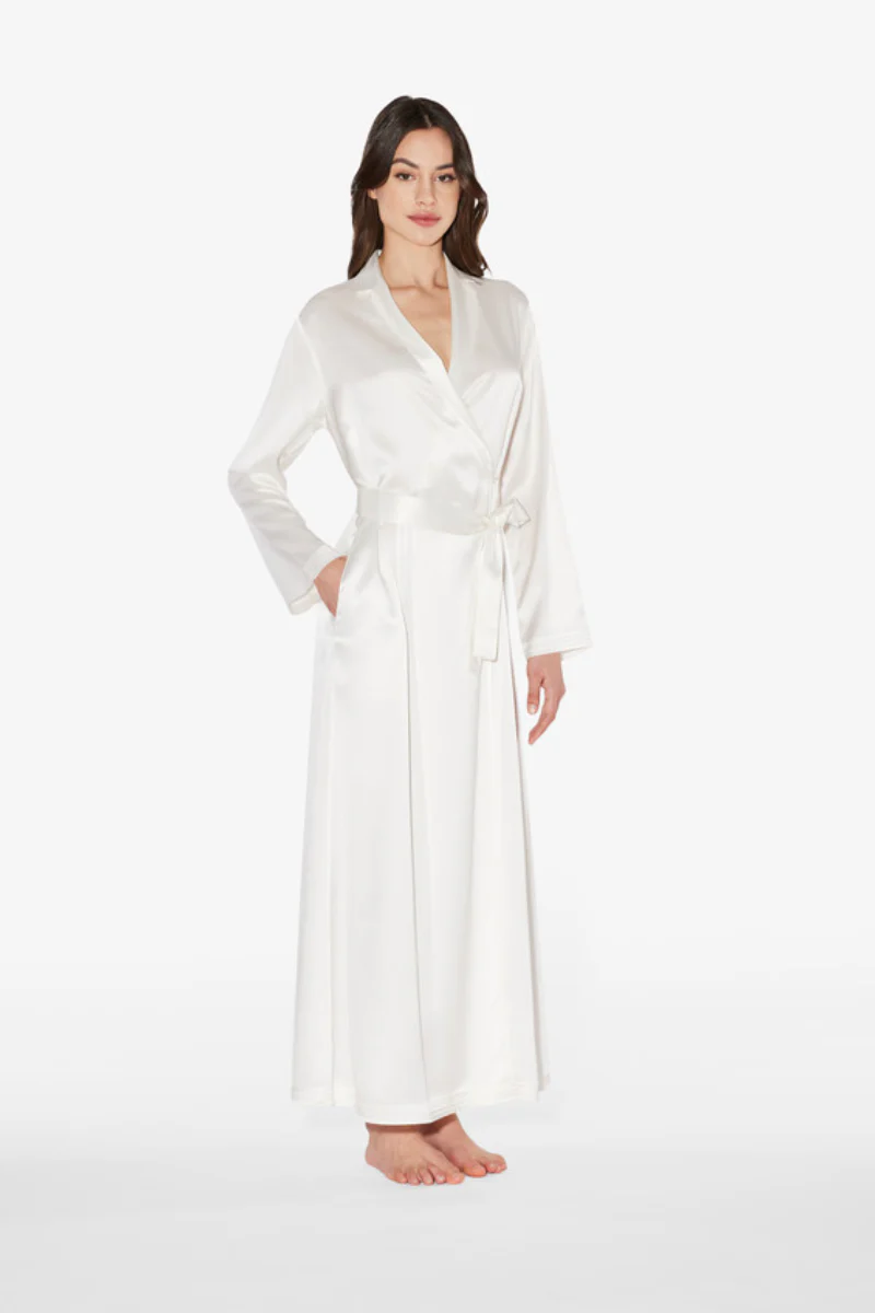 La Perla Silk Long Robe In White - Image 2