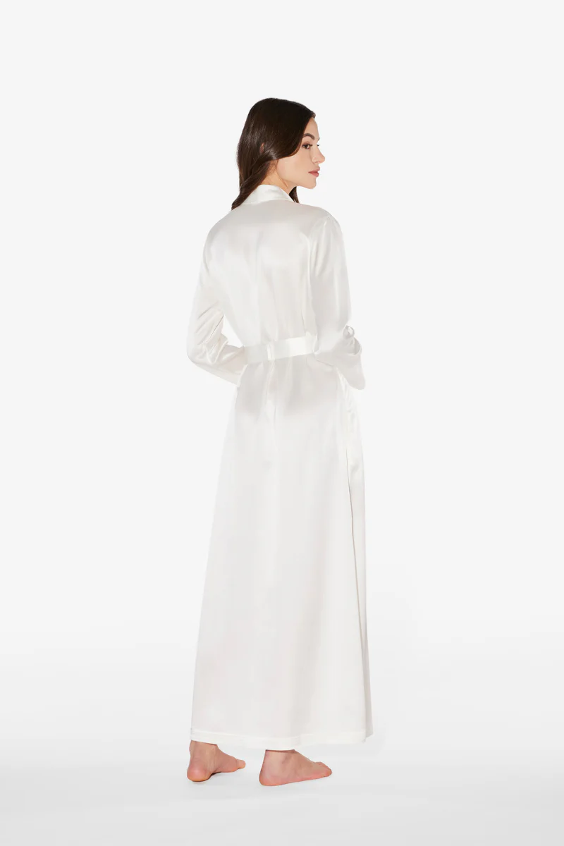 La Perla Silk Long Robe In White - Image 3