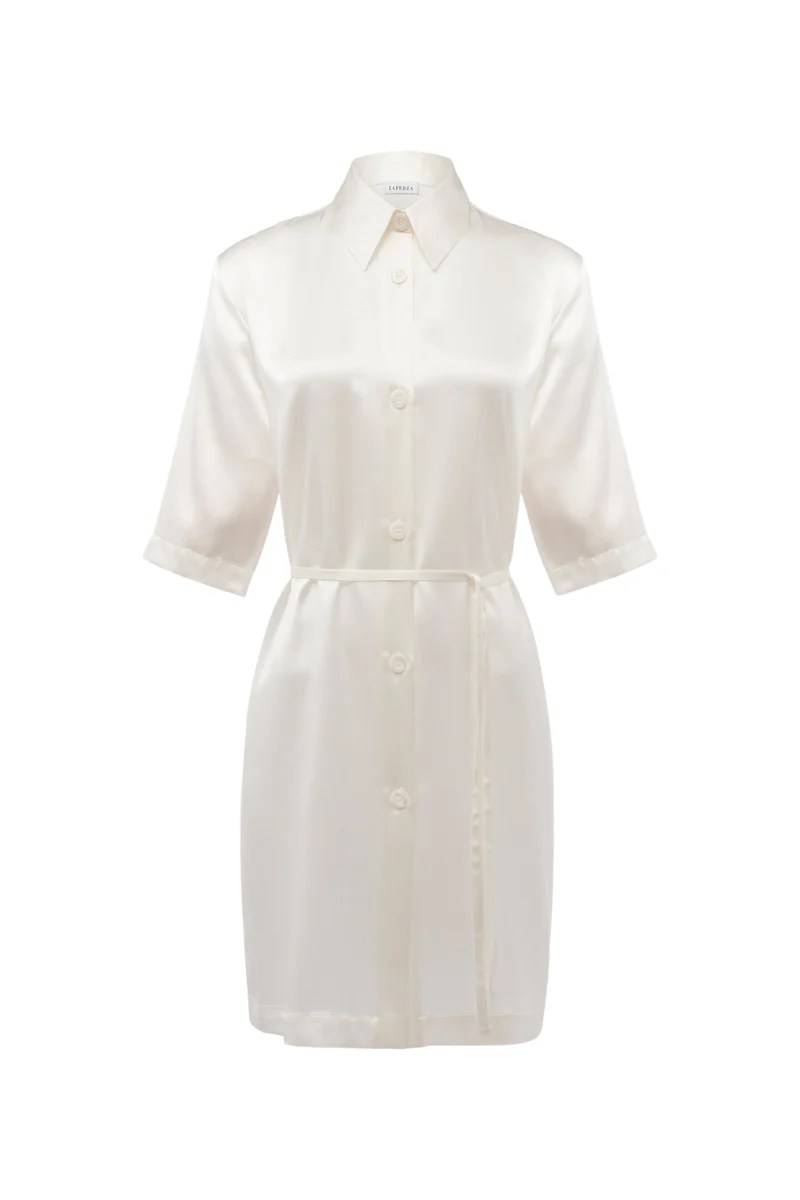 La Perla Silk Long Shirt In White
