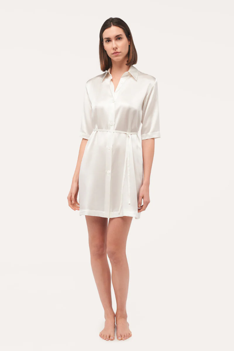 La Perla Silk Long Shirt In White - Image 2