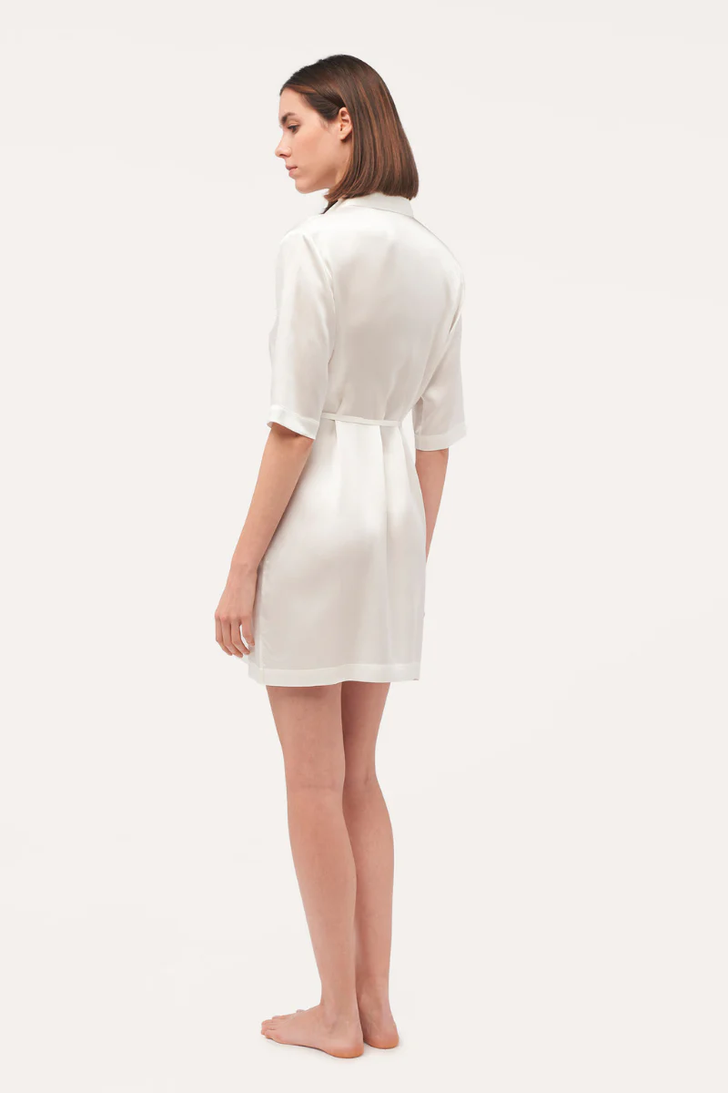 La Perla Silk Long Shirt In White - Image 3
