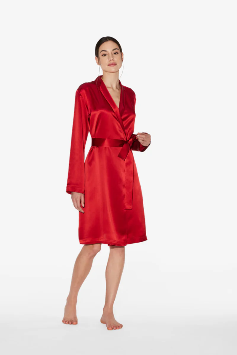 La Perla Silk Short Robe in Garnet - Image 2