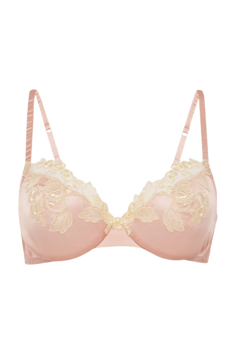 La Perla Silk Underwired Bra in Powder Pink with Ivory Frastaglio
