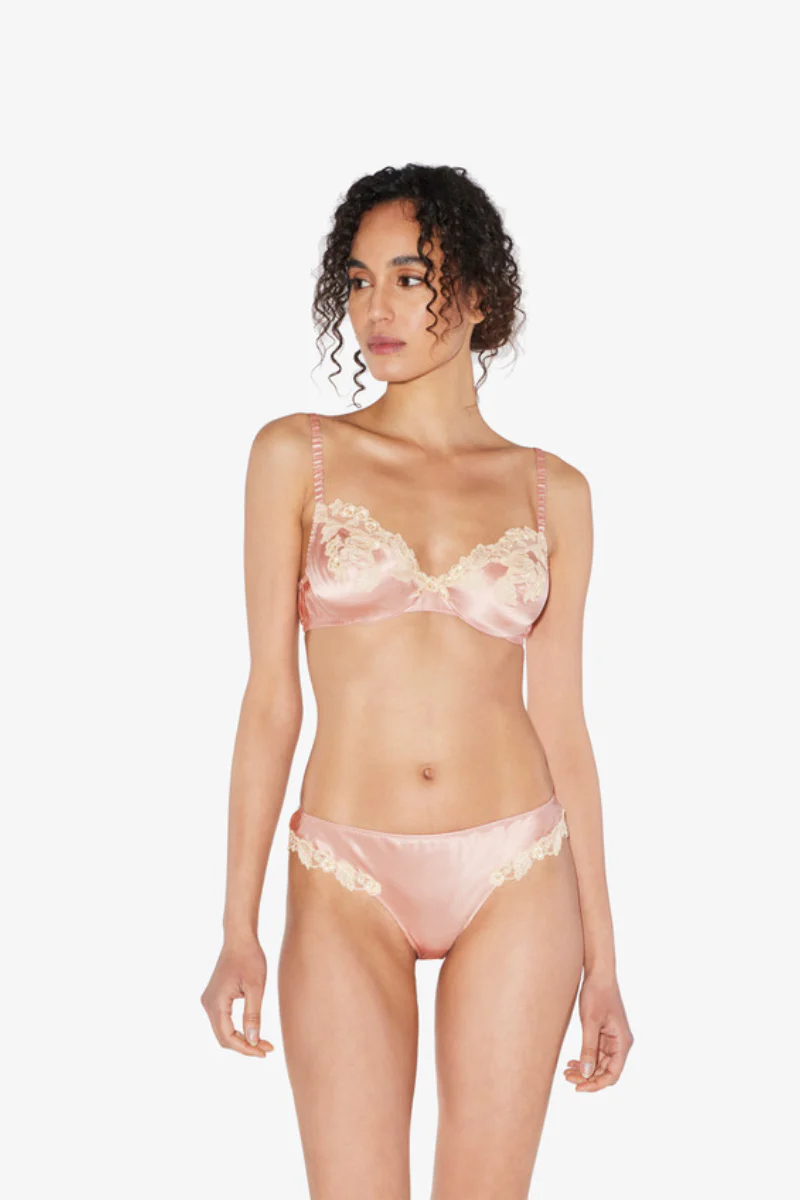 La Perla Silk Underwired Bra in Powder Pink with Ivory Frastaglio - Image 2