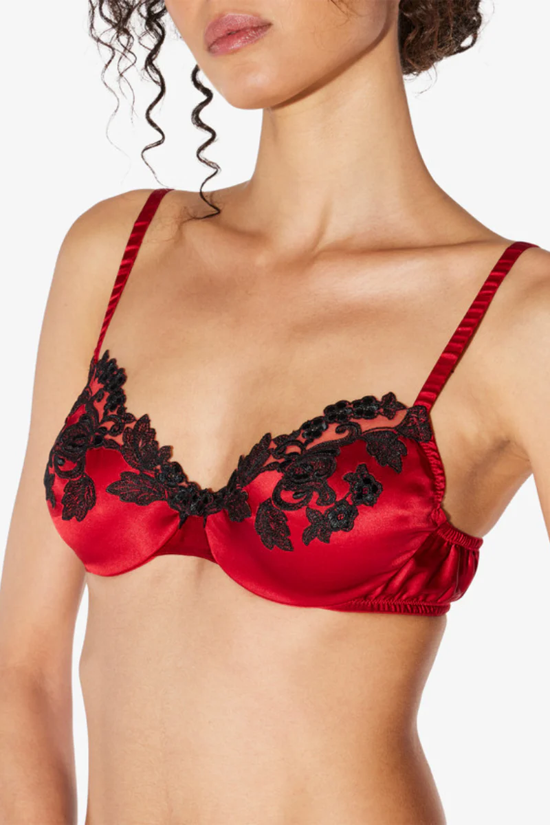 La Perla Silk Underwired Bra in Red with Black Frastaglio LPDN05123 - Image 4
