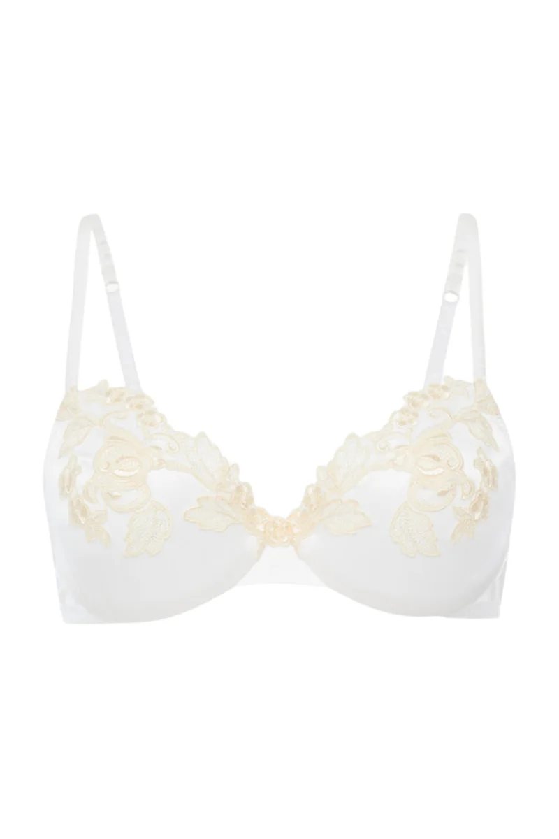 La Perla Silk Underwired Bra in White with Ivory Frastaglio PLM005088