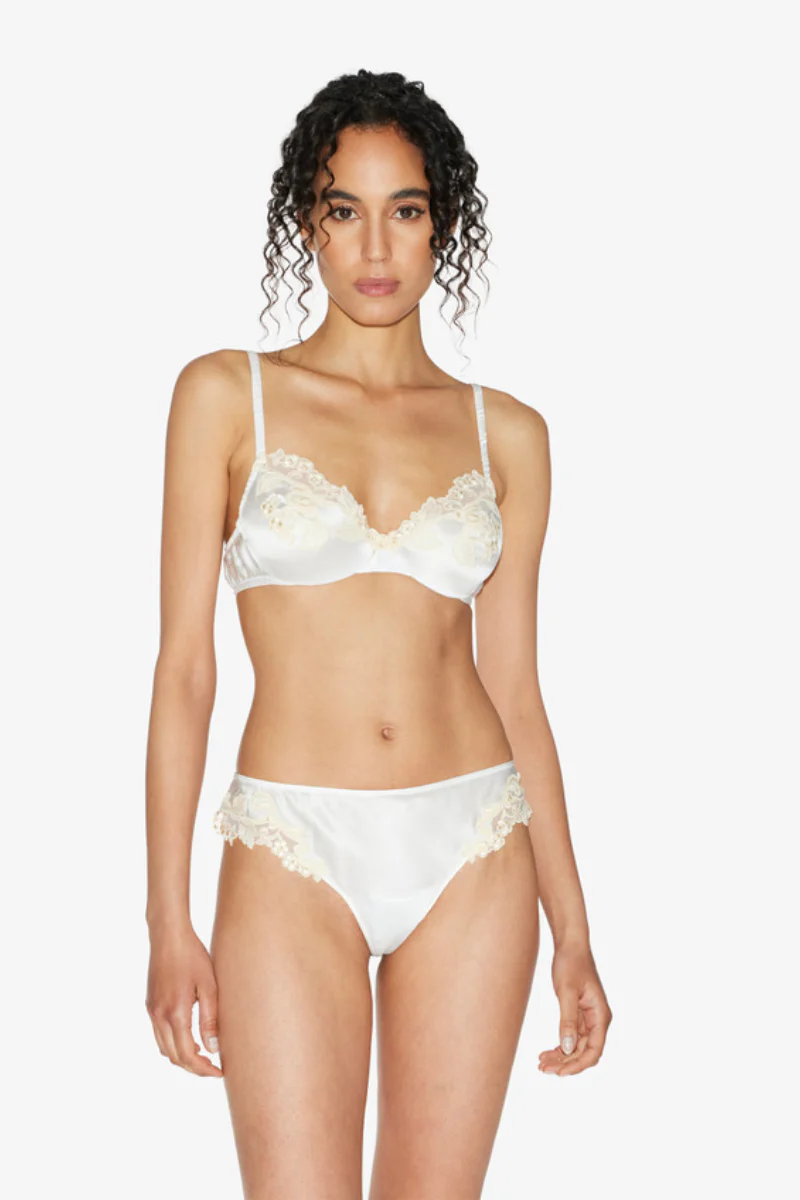 La Perla Silk Underwired Bra in White with Ivory Frastaglio PLM005088 - Image 2