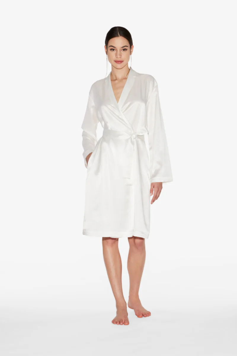 La Perla White Silk Short Robe - Image 2