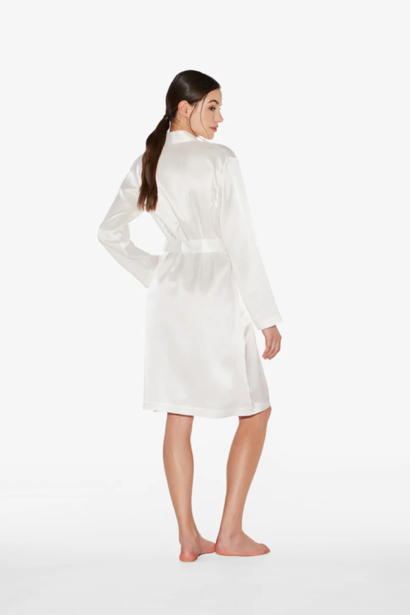 La Perla White Silk Short Robe - Image 3