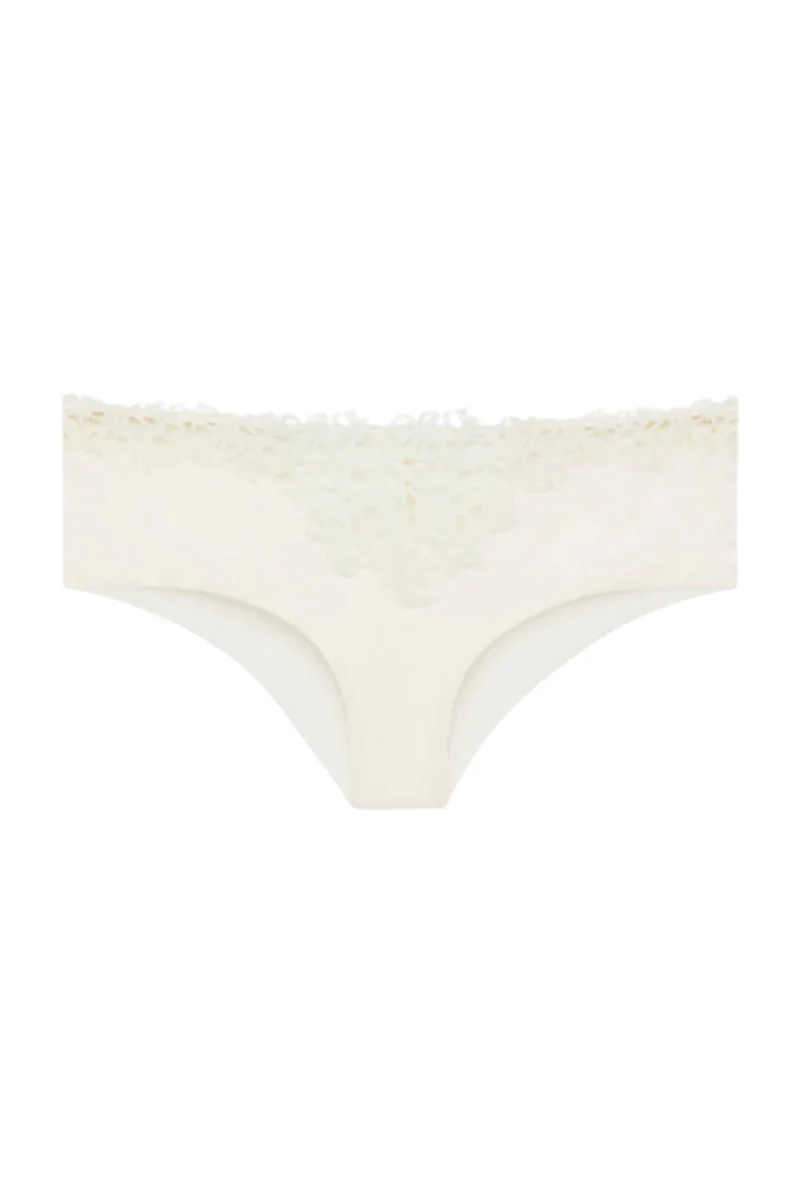 La Perla White thong with macramé