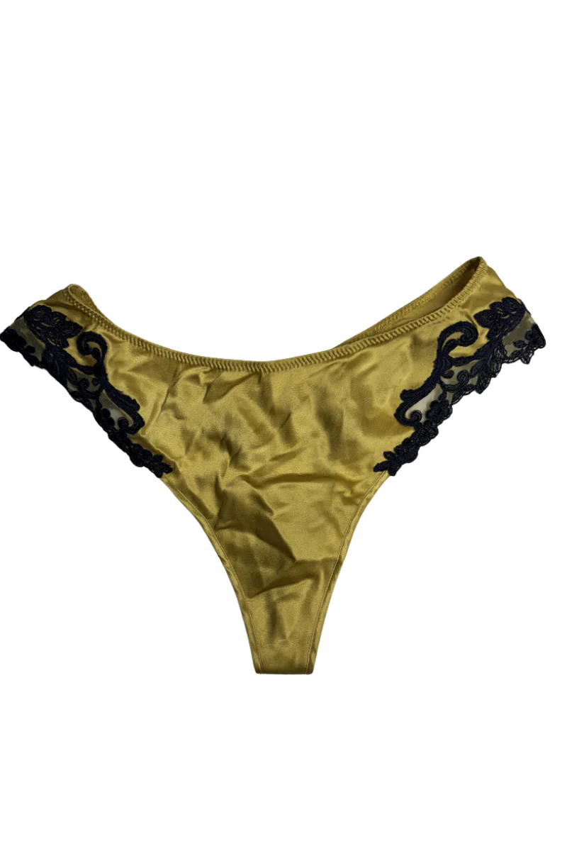 La Perla Yellow Silk Medium Briefs with Frastaglio