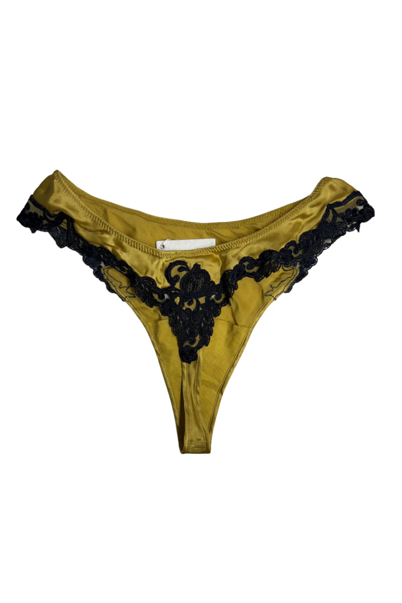 La Perla Yellow Silk Medium Briefs with Frastaglio - Image 2