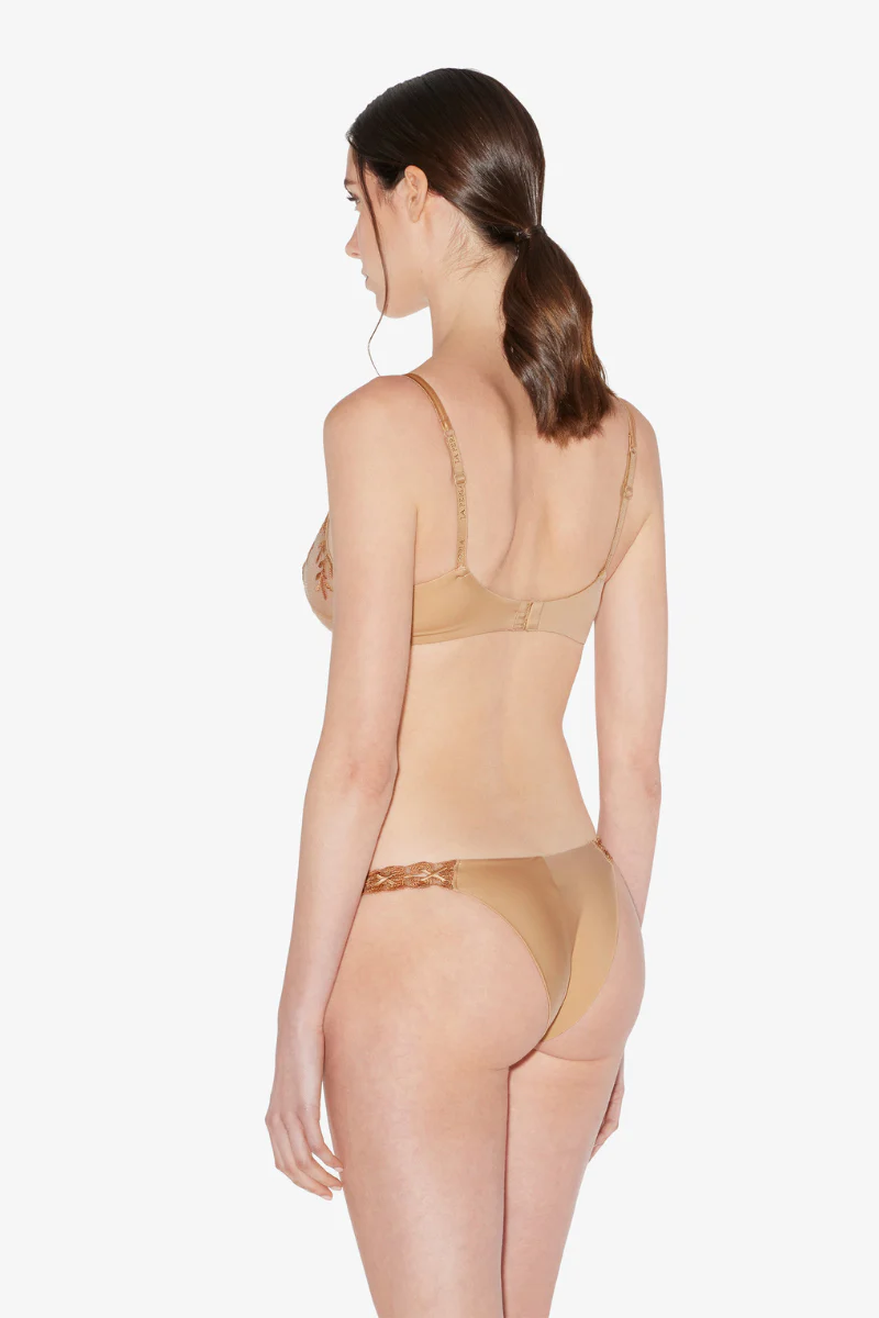 La Perla Zephyr Underwired Bra In Beige Lycra With Embroidered Tulle - Image 3