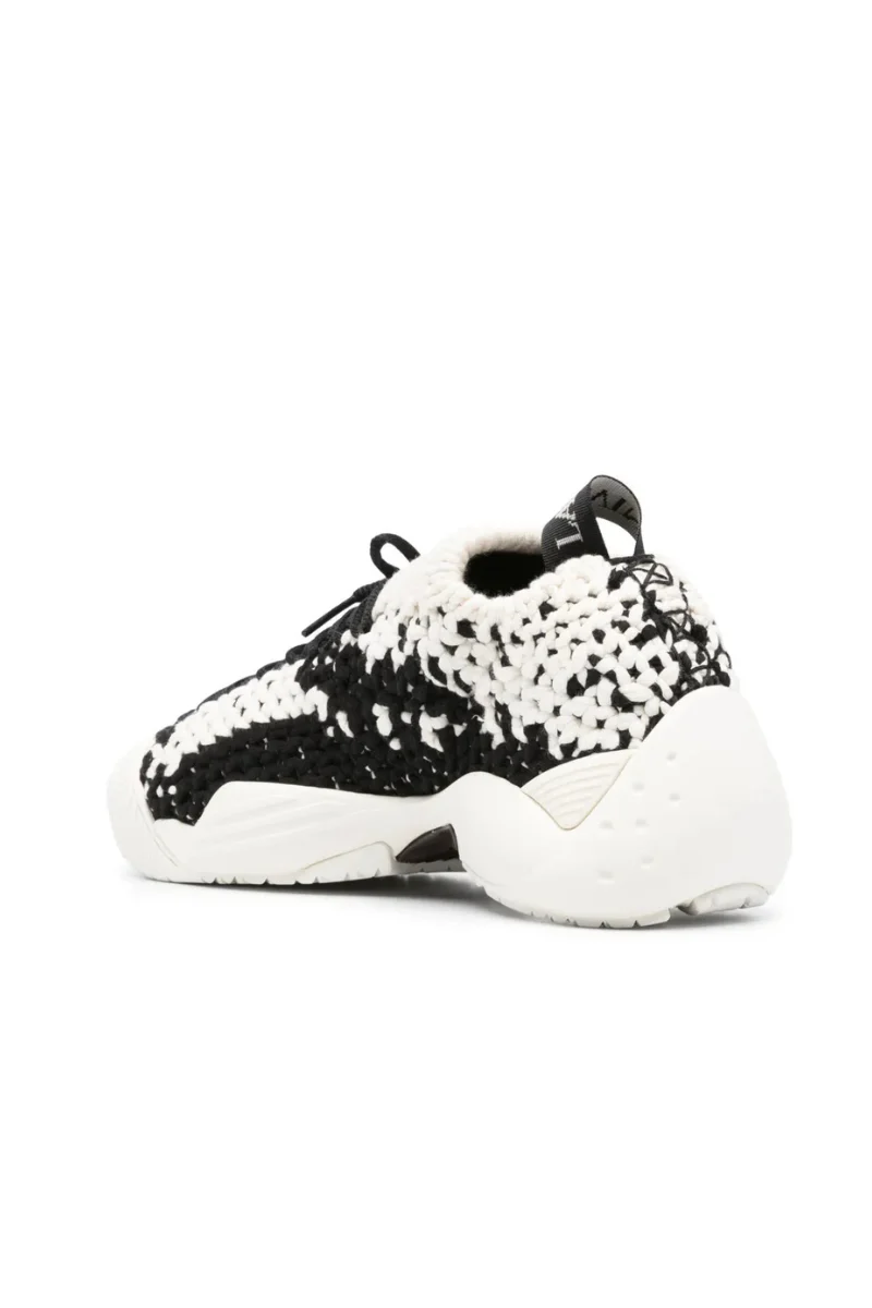 Lanvin Men’s Flash-X crochet-knit Sneaker Black and White - Image 2
