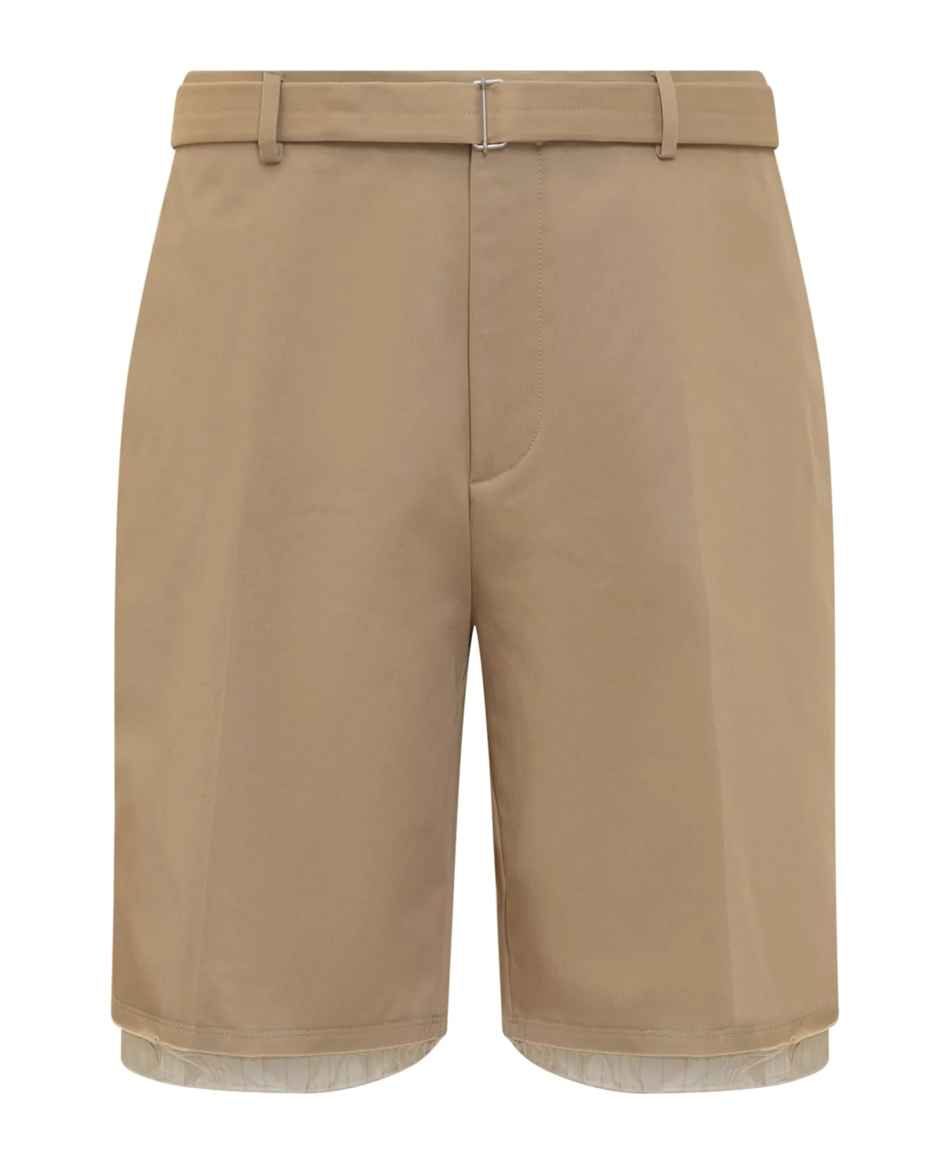 LANVIN MEN'S BEIGE TAILORED SHORTS WITH RAW EDGES
