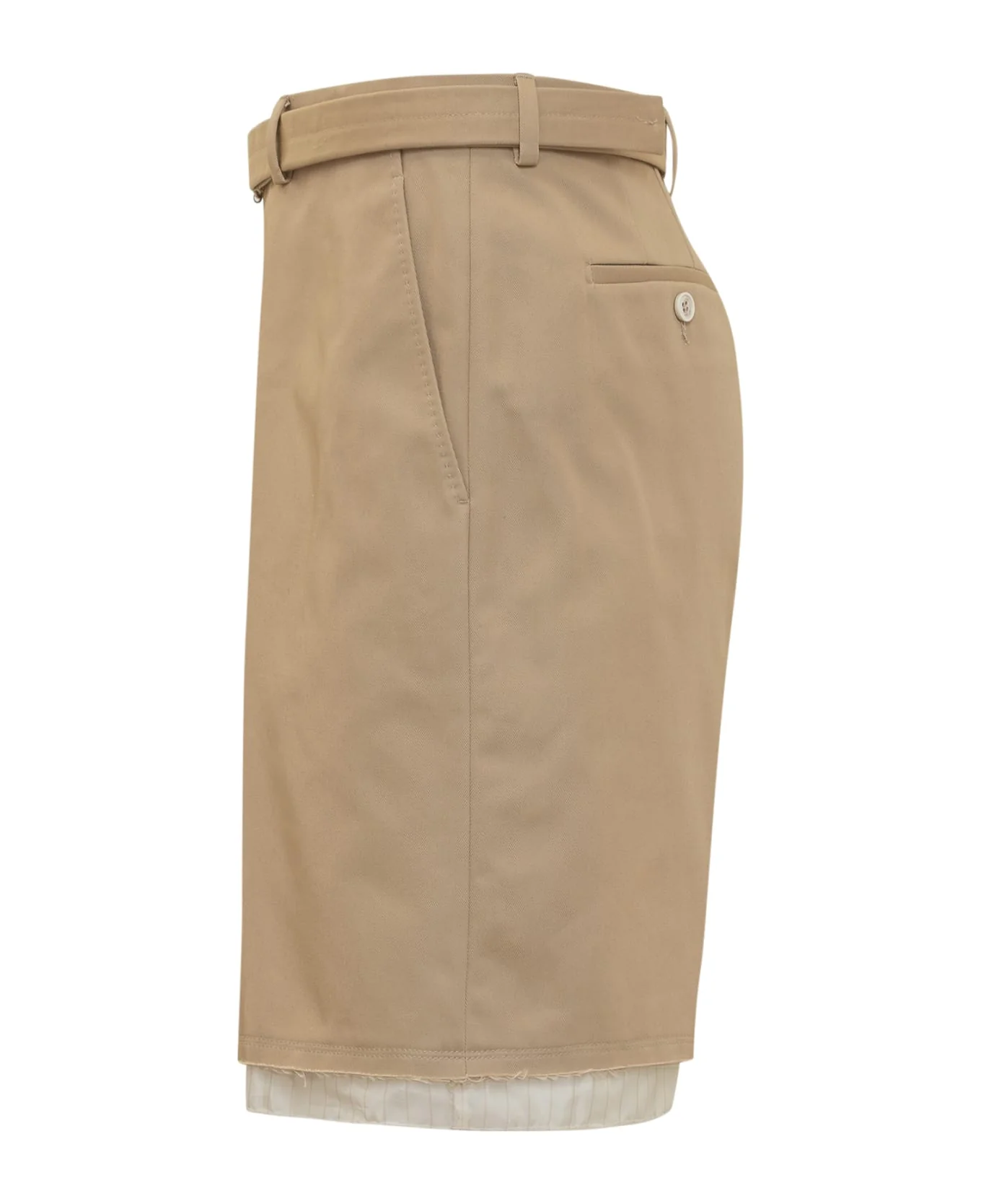 LANVIN MEN'S BEIGE TAILORED SHORTS WITH RAW EDGES - Image 3