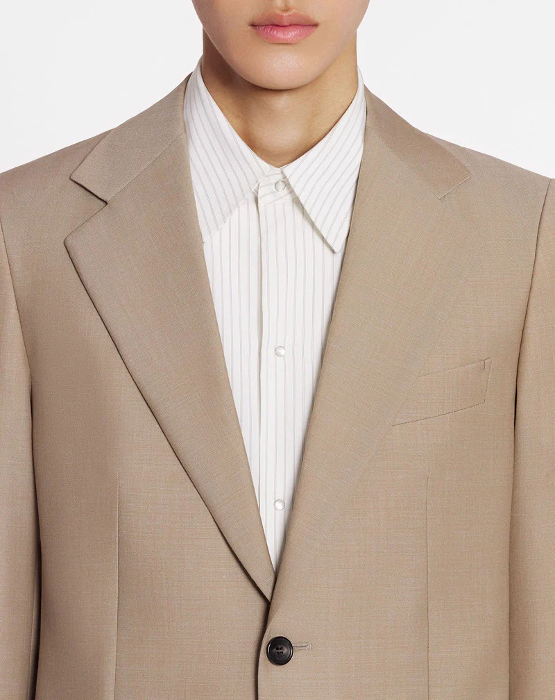 LANVIN MEN'S BEIGE WOOL SINGLE-BREASTED JACKET - Image 5