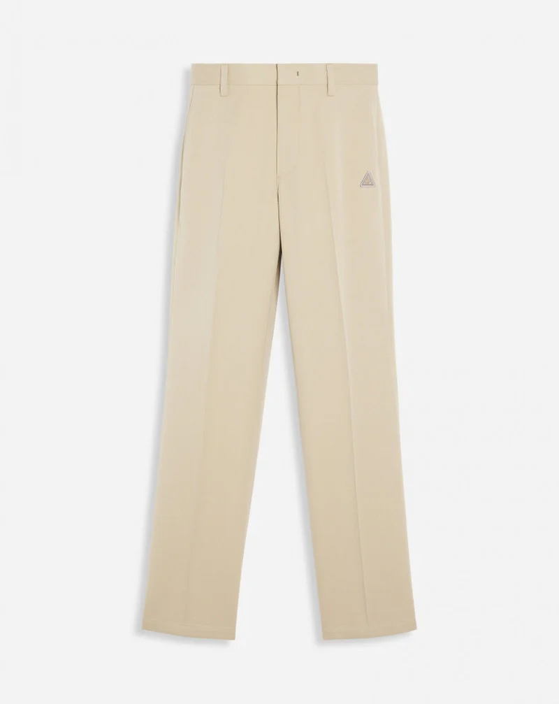 LANVIN MEN'S BEIGE WOOL STRAIGHT TROUSERS