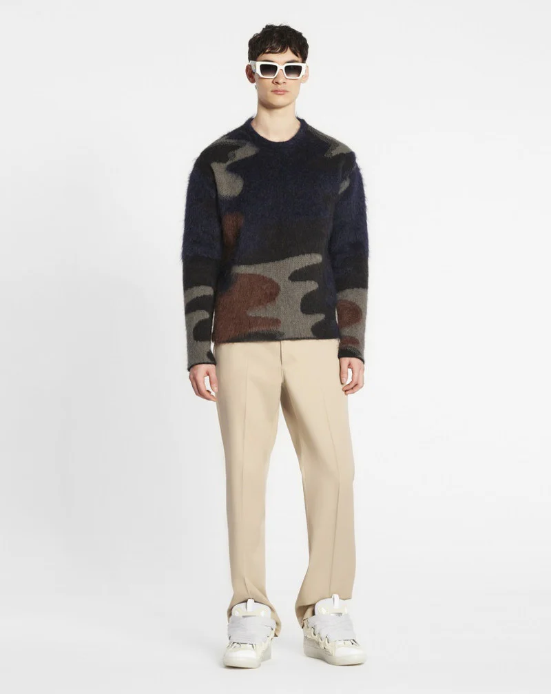 LANVIN MEN'S BEIGE WOOL STRAIGHT TROUSERS - Image 2