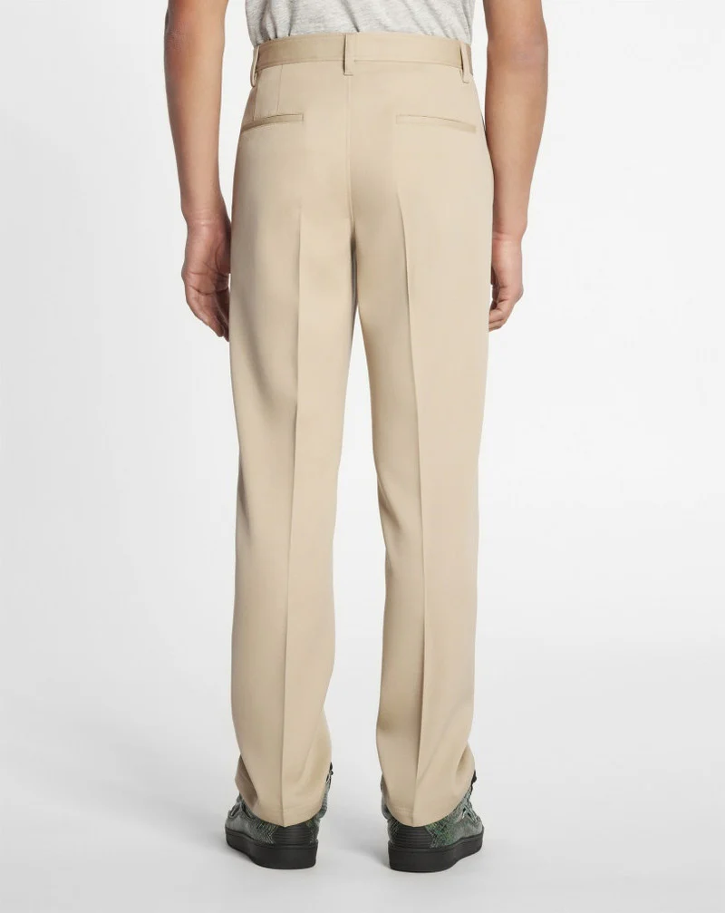 LANVIN MEN'S BEIGE WOOL STRAIGHT TROUSERS - Image 4