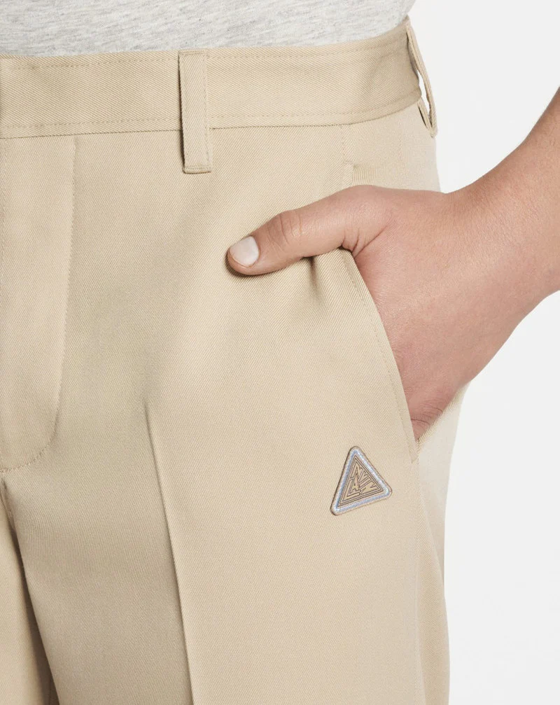 LANVIN MEN'S BEIGE WOOL STRAIGHT TROUSERS - Image 5