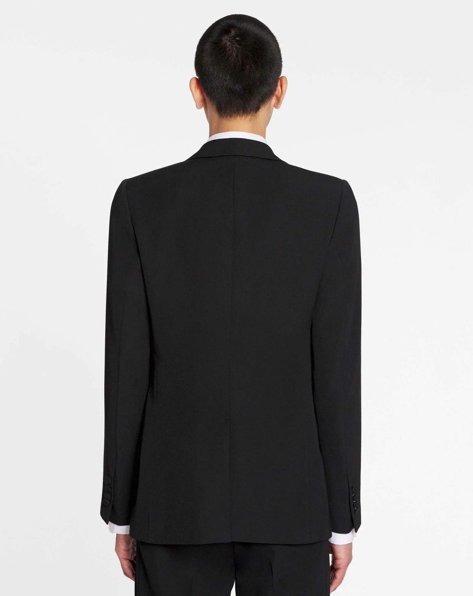 LANVIN MEN'S BLACK VIRGIN WOOL SINGLE-BREASTED JACKET - Image 4