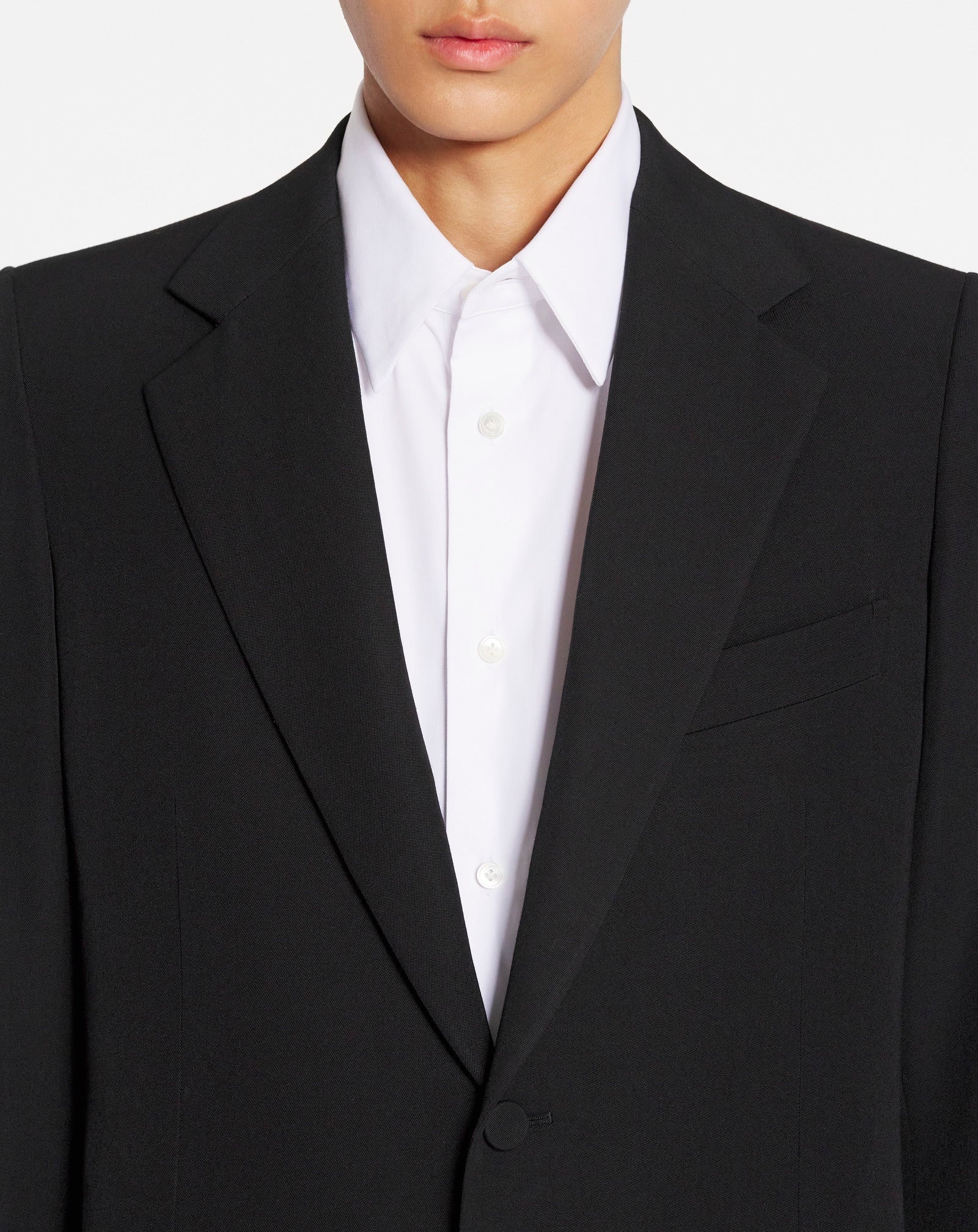 LANVIN MEN'S BLACK VIRGIN WOOL SINGLE-BREASTED JACKET - Image 5