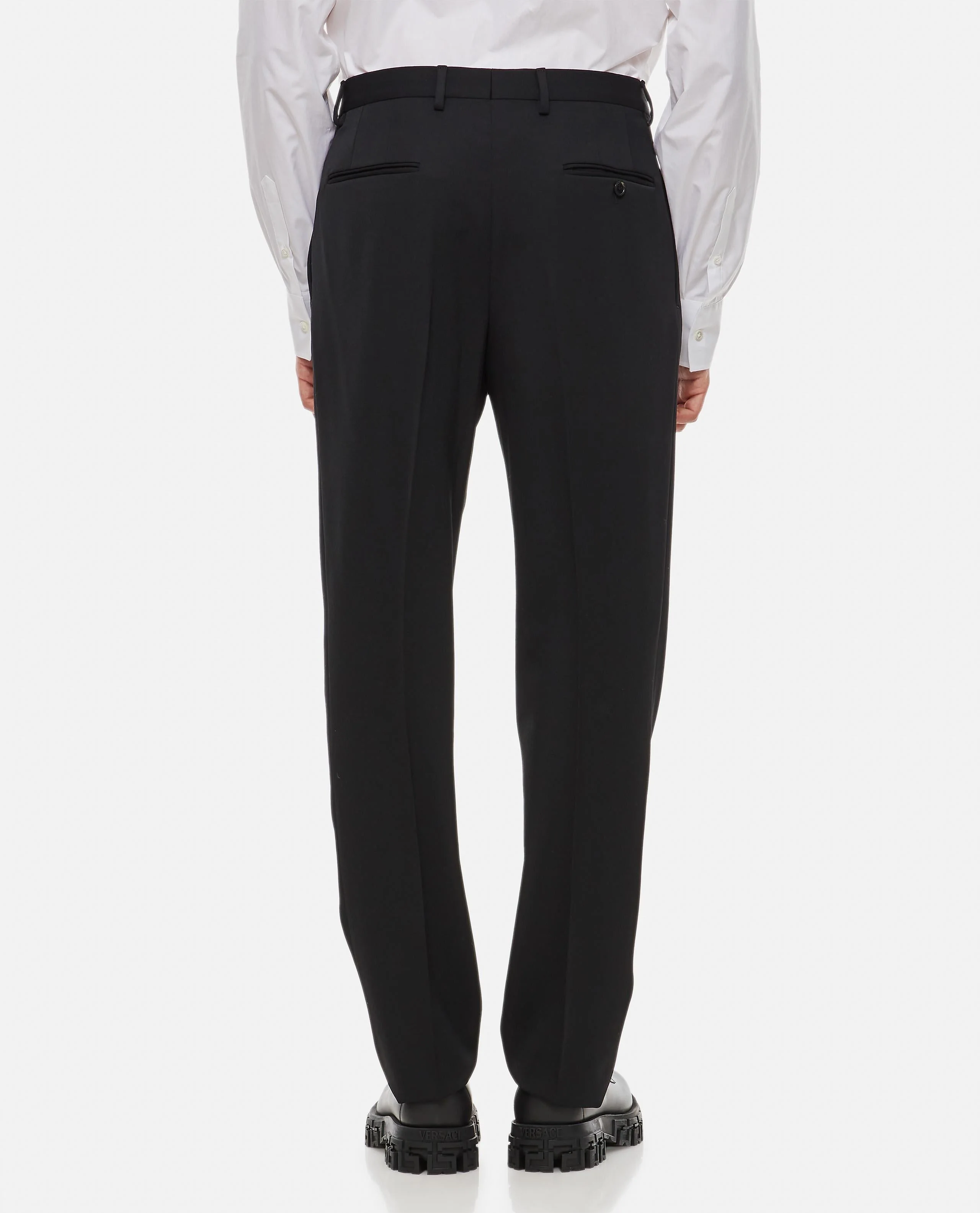 LANVIN MEN'S BLACK WOOL STRAIGHT LEG TROUSERS - Image 2