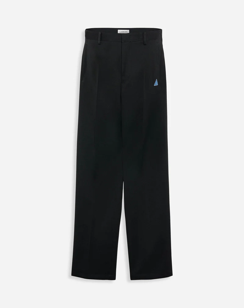 LANVIN MEN'S BLACK WOOL STRAIGHT TROUSERS