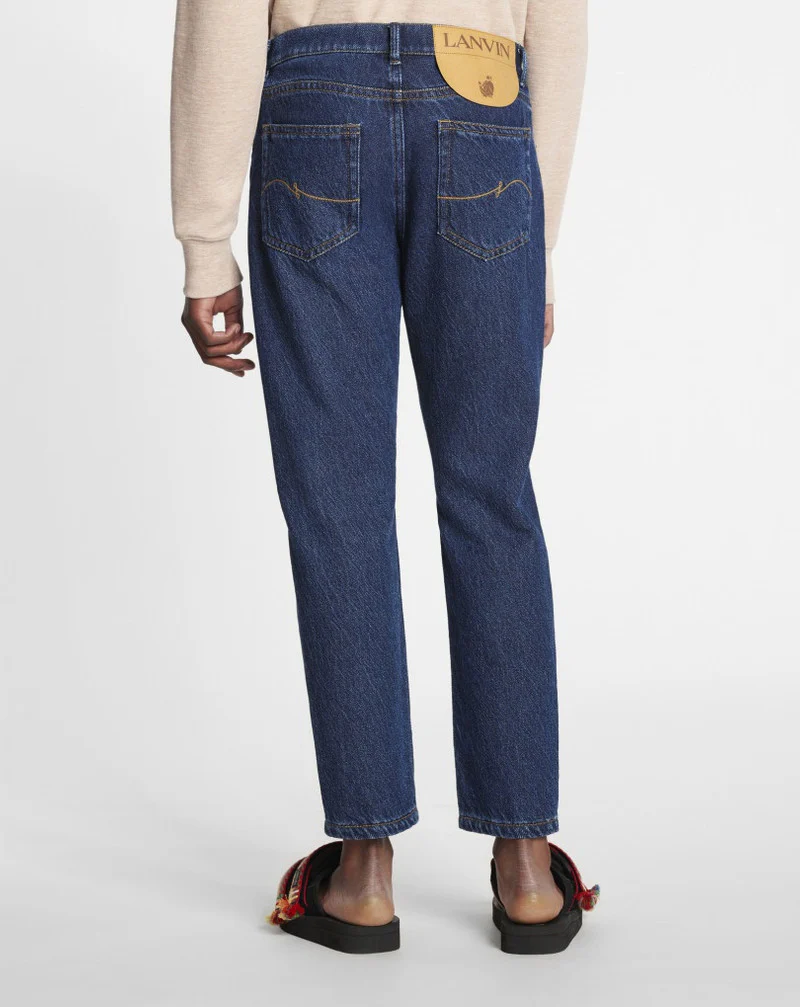LANVIN MEN'S BLUE DENIM REGULAR TROUSERS - Image 4