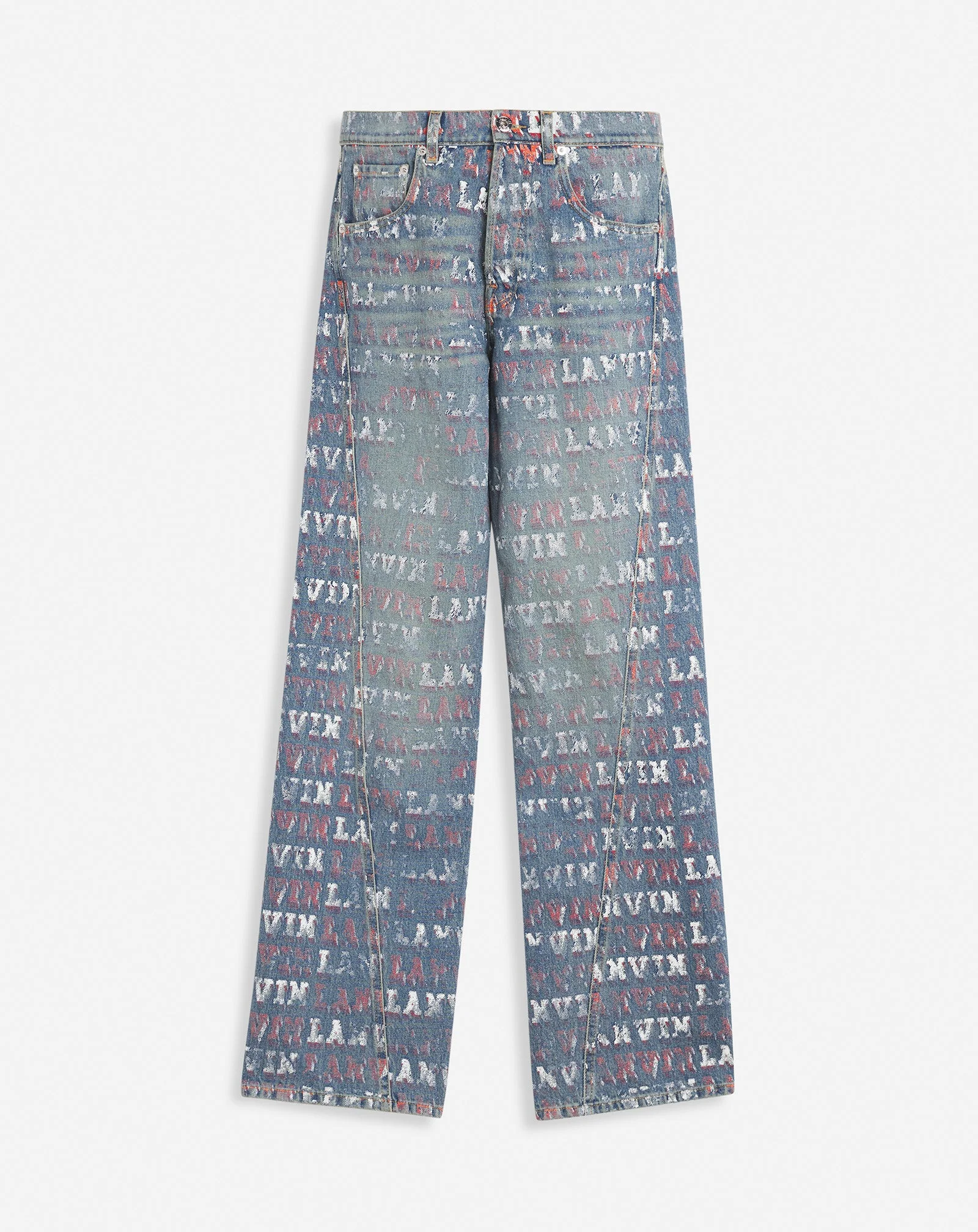 LANVIN MEN'S BLUE PRINTED REGULAR TROUSERS