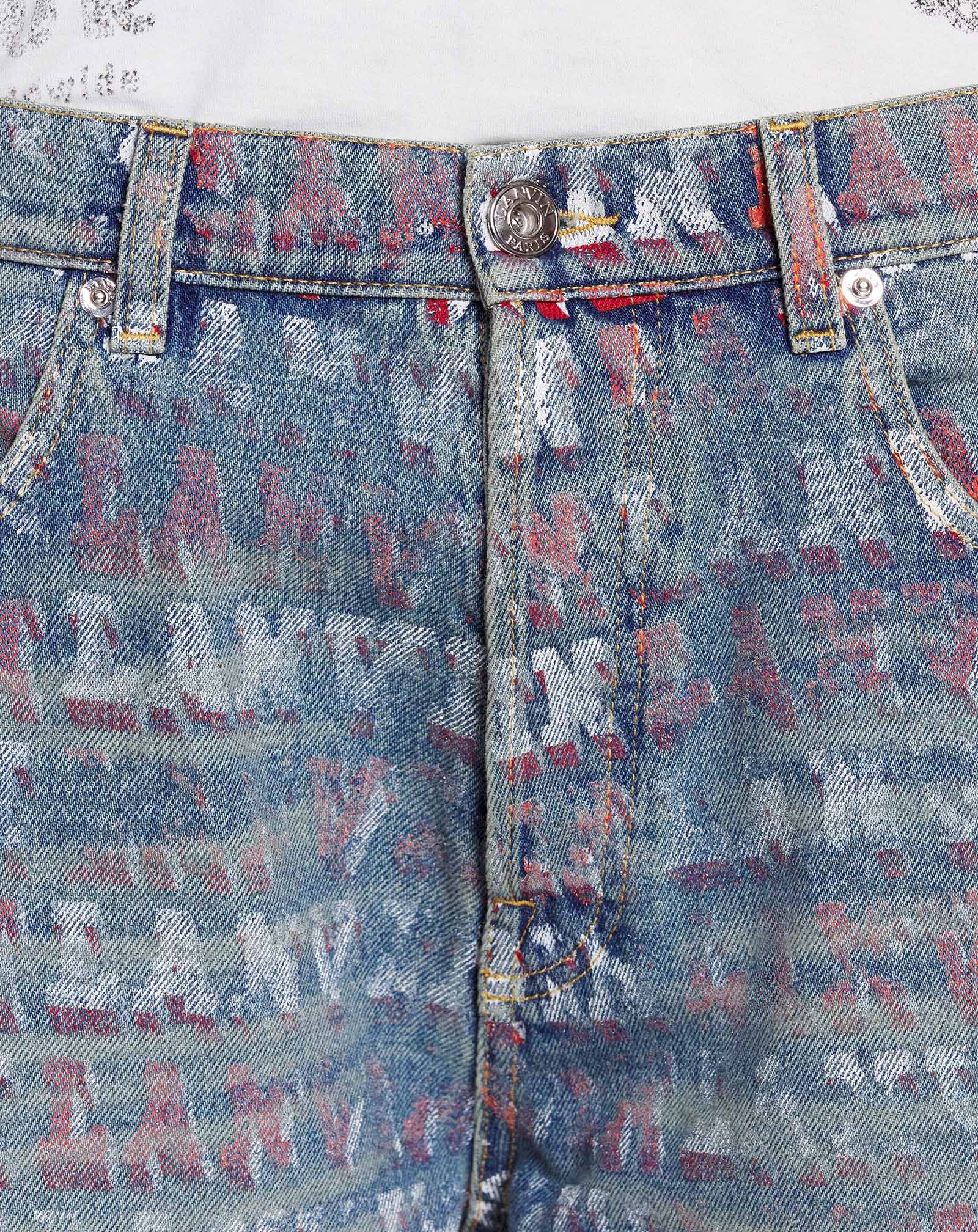 LANVIN MEN'S BLUE PRINTED REGULAR TROUSERS - Image 5