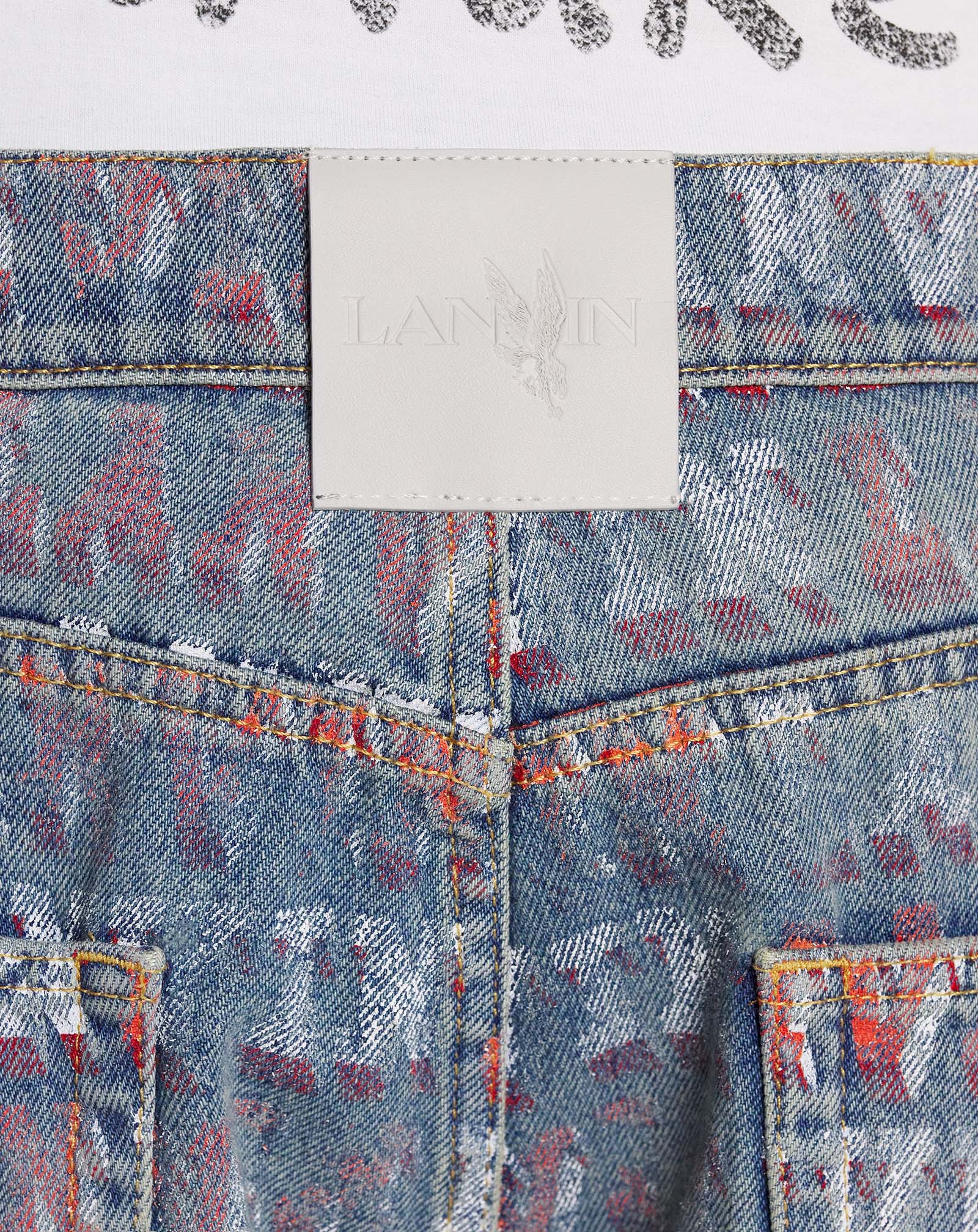 LANVIN MEN'S BLUE PRINTED REGULAR TROUSERS - Image 6