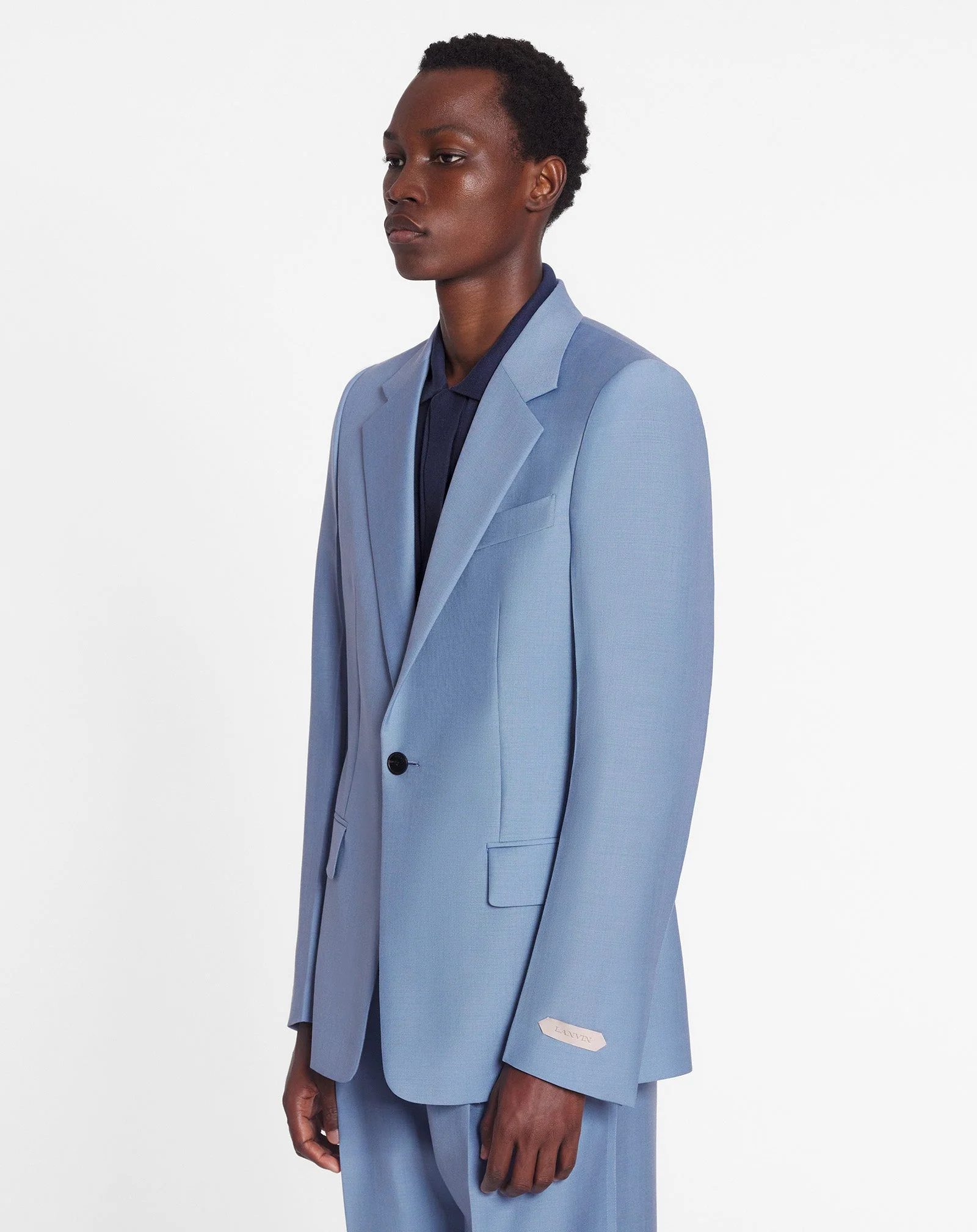 LANVIN MEN'S BLUE VIRGIN WOOL SINGLE-BREASTED JACKET - Image 3