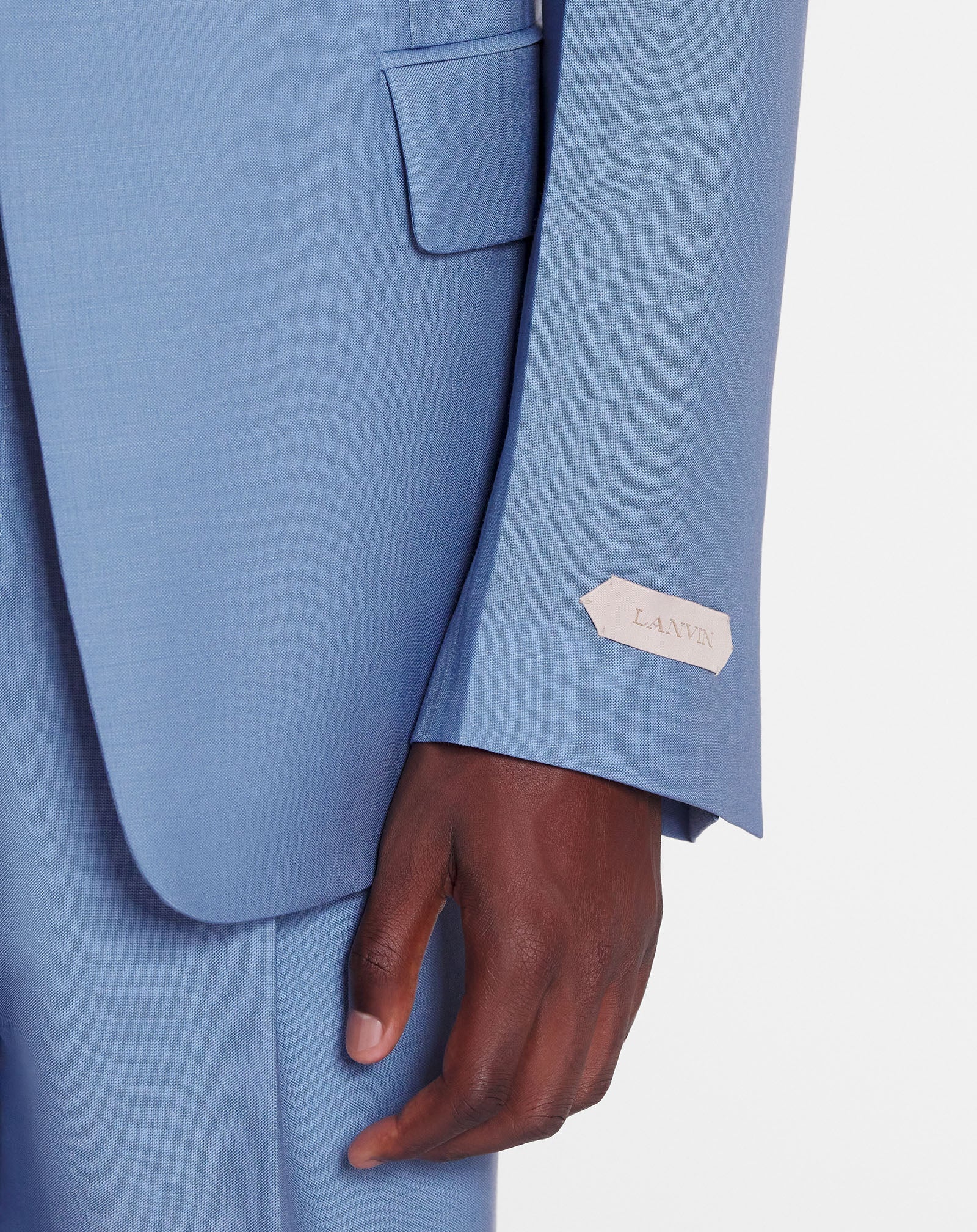 LANVIN MEN'S BLUE VIRGIN WOOL SINGLE-BREASTED JACKET - Image 5