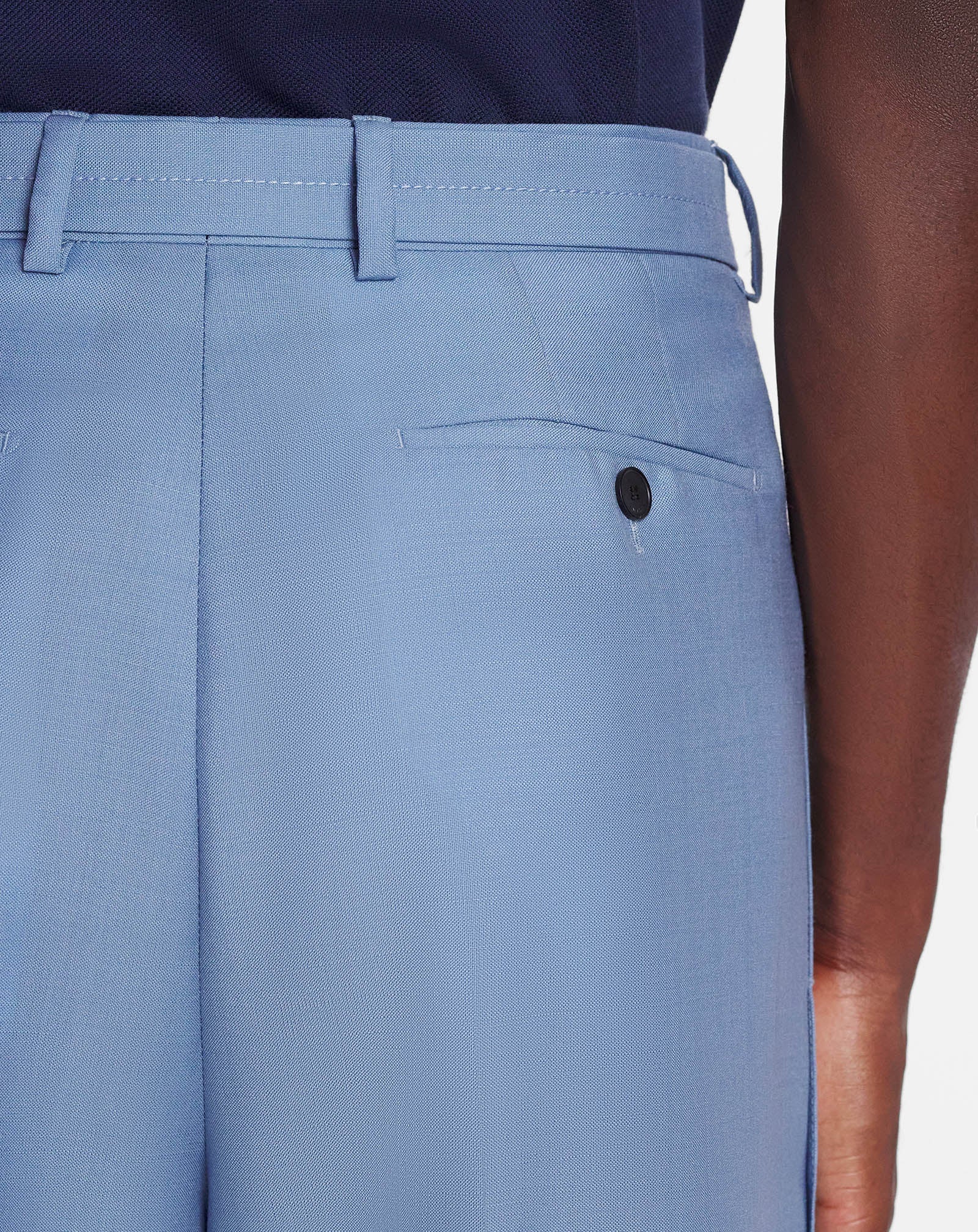LANVIN MEN'S BLUE VIRGIN WOOL WIDE LEG TROUSERS - Image 6