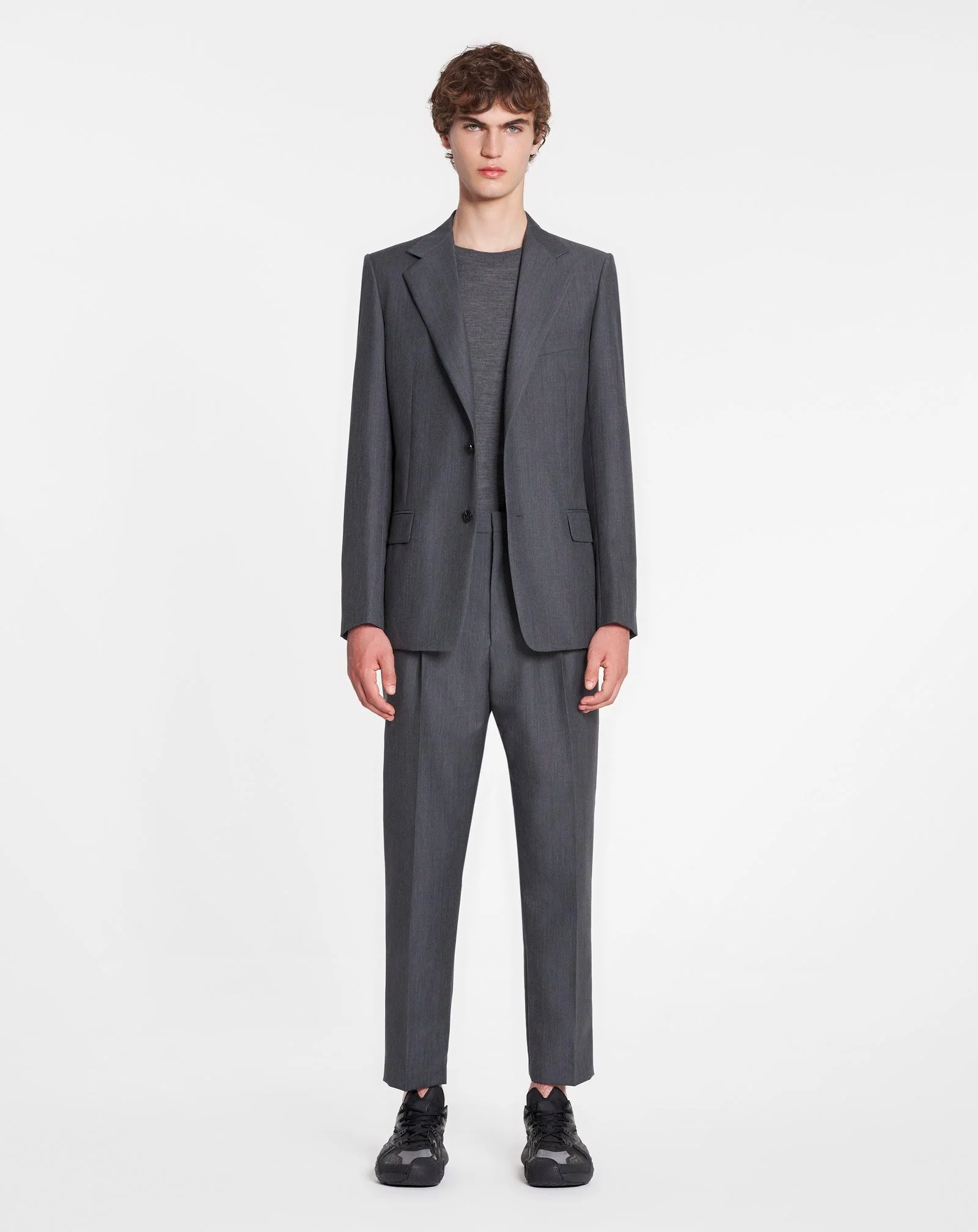 LANVIN MEN'S DARK GRAY WOOL SINGLE-BREASTED JACKET - Image 2