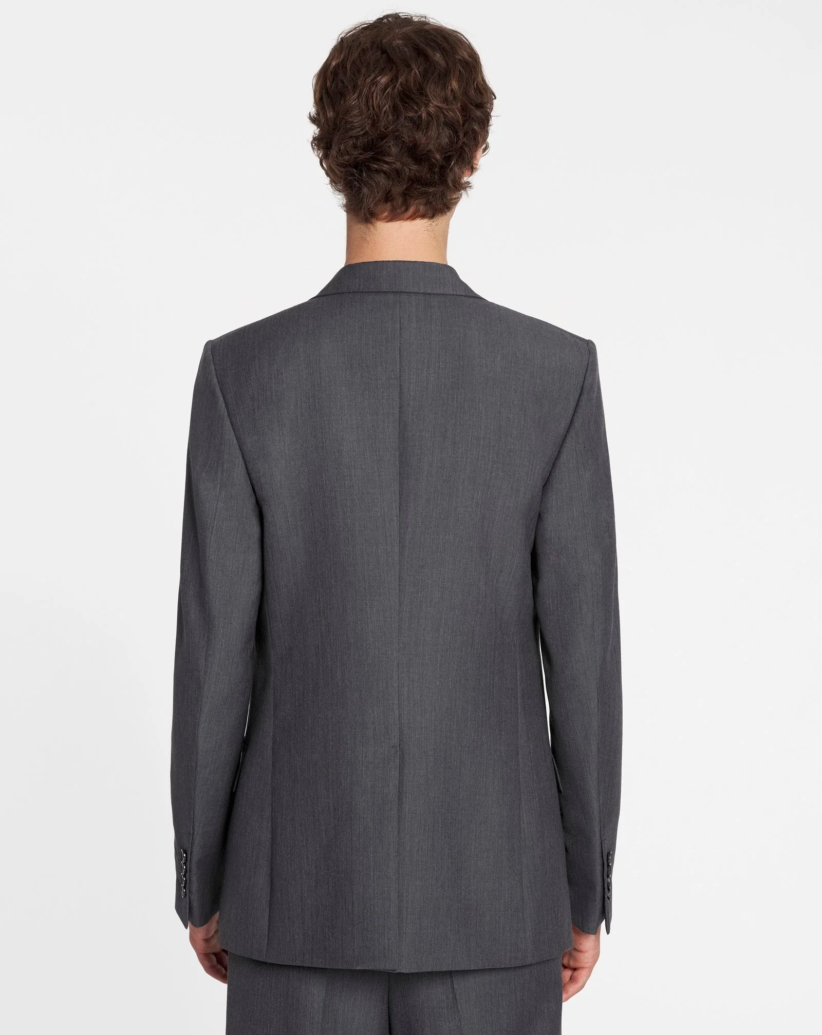 LANVIN MEN'S DARK GRAY WOOL SINGLE-BREASTED JACKET - Image 4
