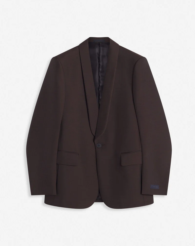 LANVIN MEN'S ESPRESSO SHAWL COLLAR JACKET