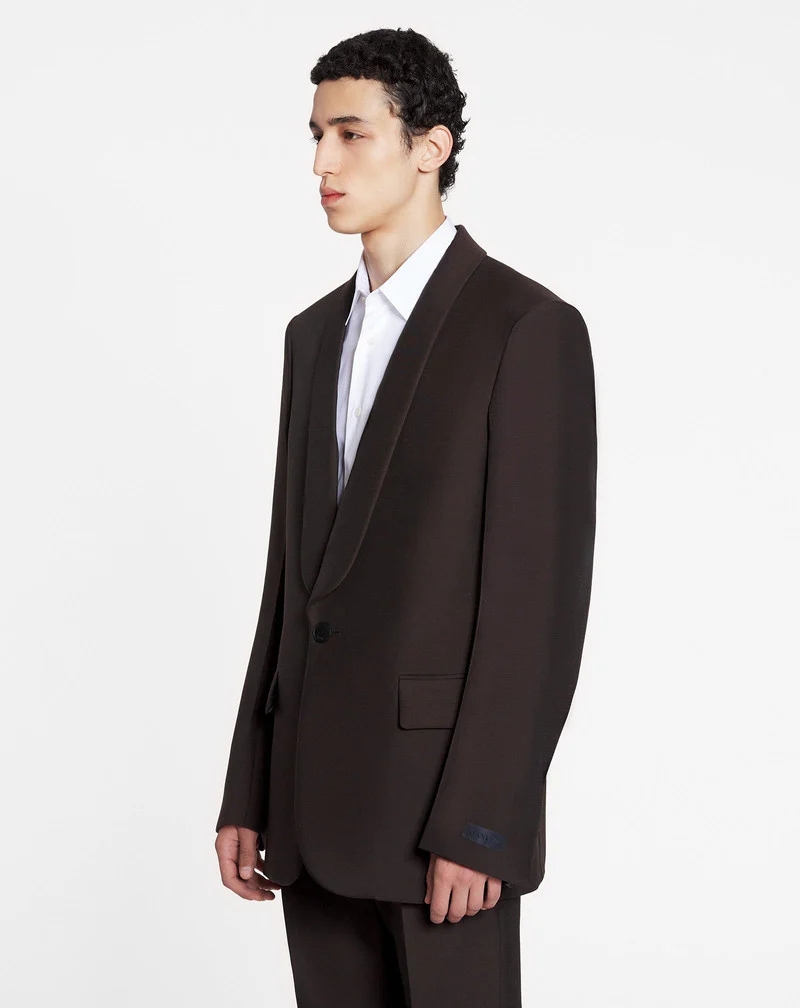 LANVIN MEN'S ESPRESSO SHAWL COLLAR JACKET - Image 3