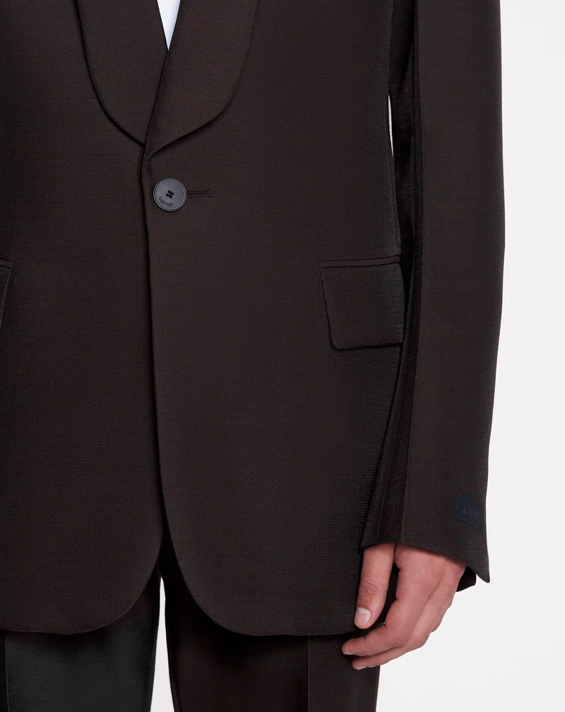 LANVIN MEN'S ESPRESSO SHAWL COLLAR JACKET - Image 5