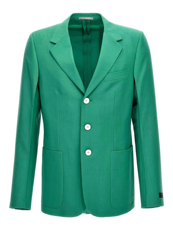 LANVIN MEN'S JADE WOOL THREE-BUTTON BLAZER