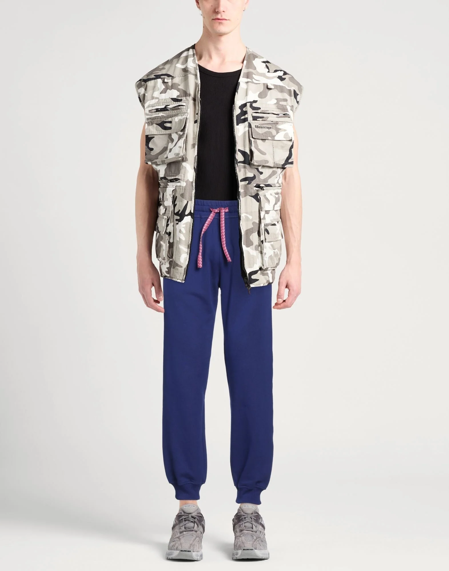 LANVIN MEN'S MAJORELLE BLUE JOGGERS WITH LACE DETAIL - Image 2