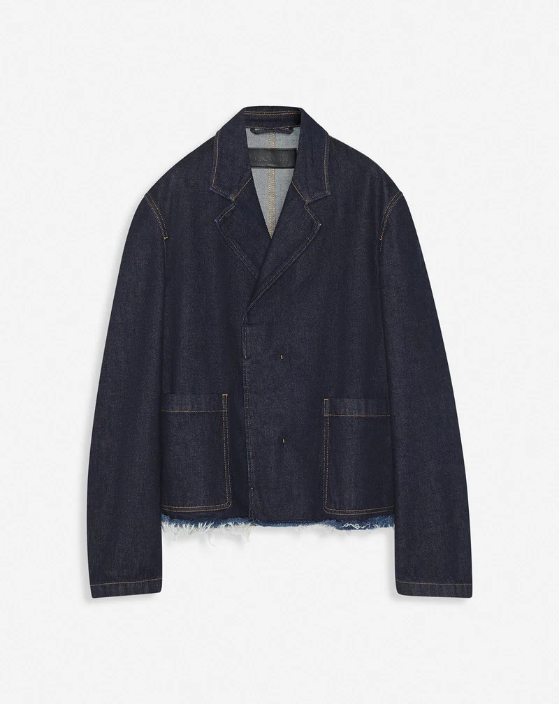 LANVIN MEN'S NAVY DENIM TAILORED JACKET