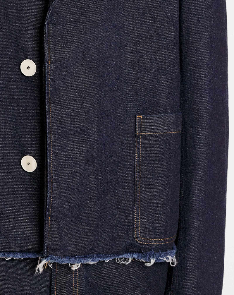 LANVIN MEN'S NAVY DENIM TAILORED JACKET - Image 5