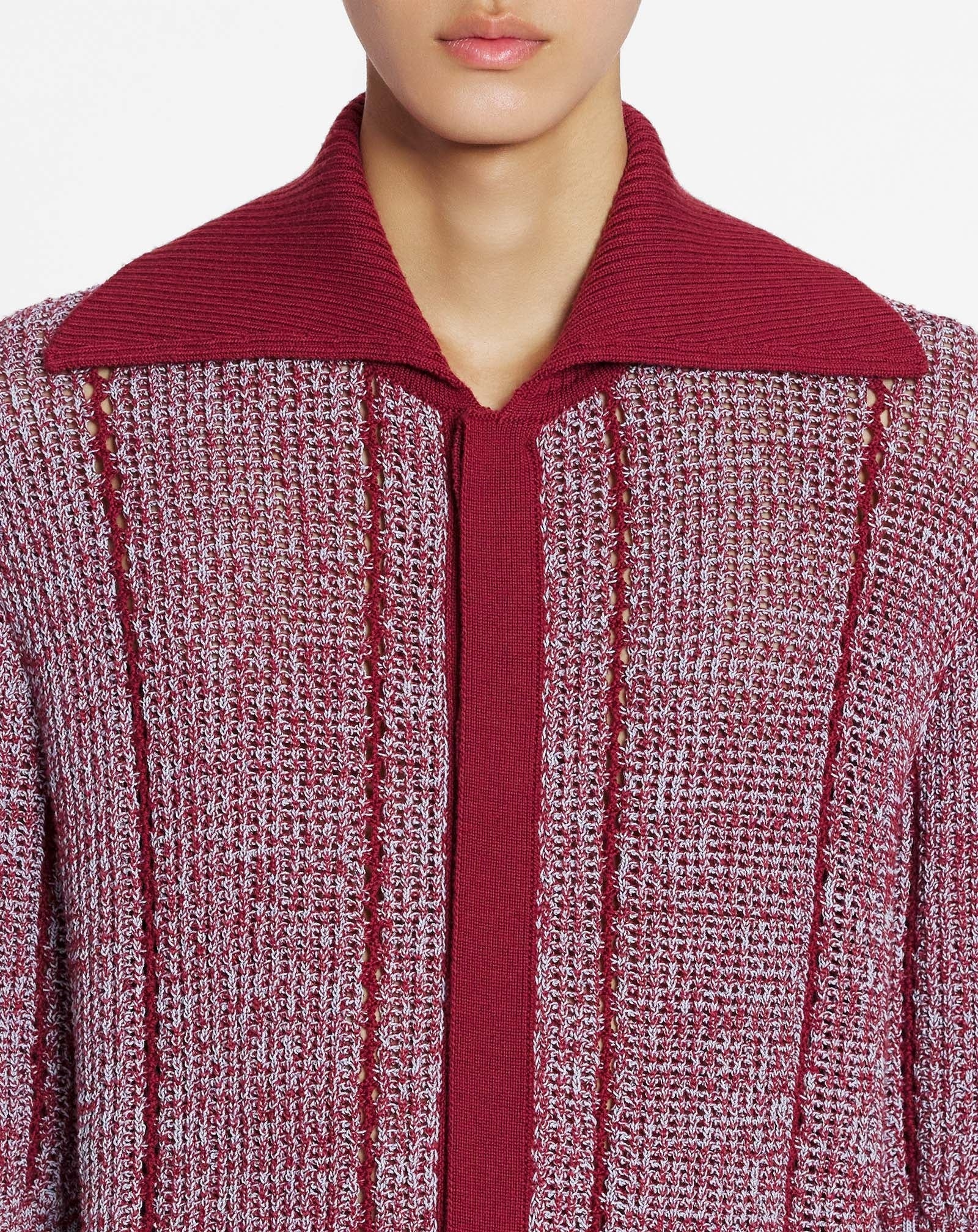LANVIN MEN'S RED MULTICOLOR LACE KNIT CARDIGAN - Image 5