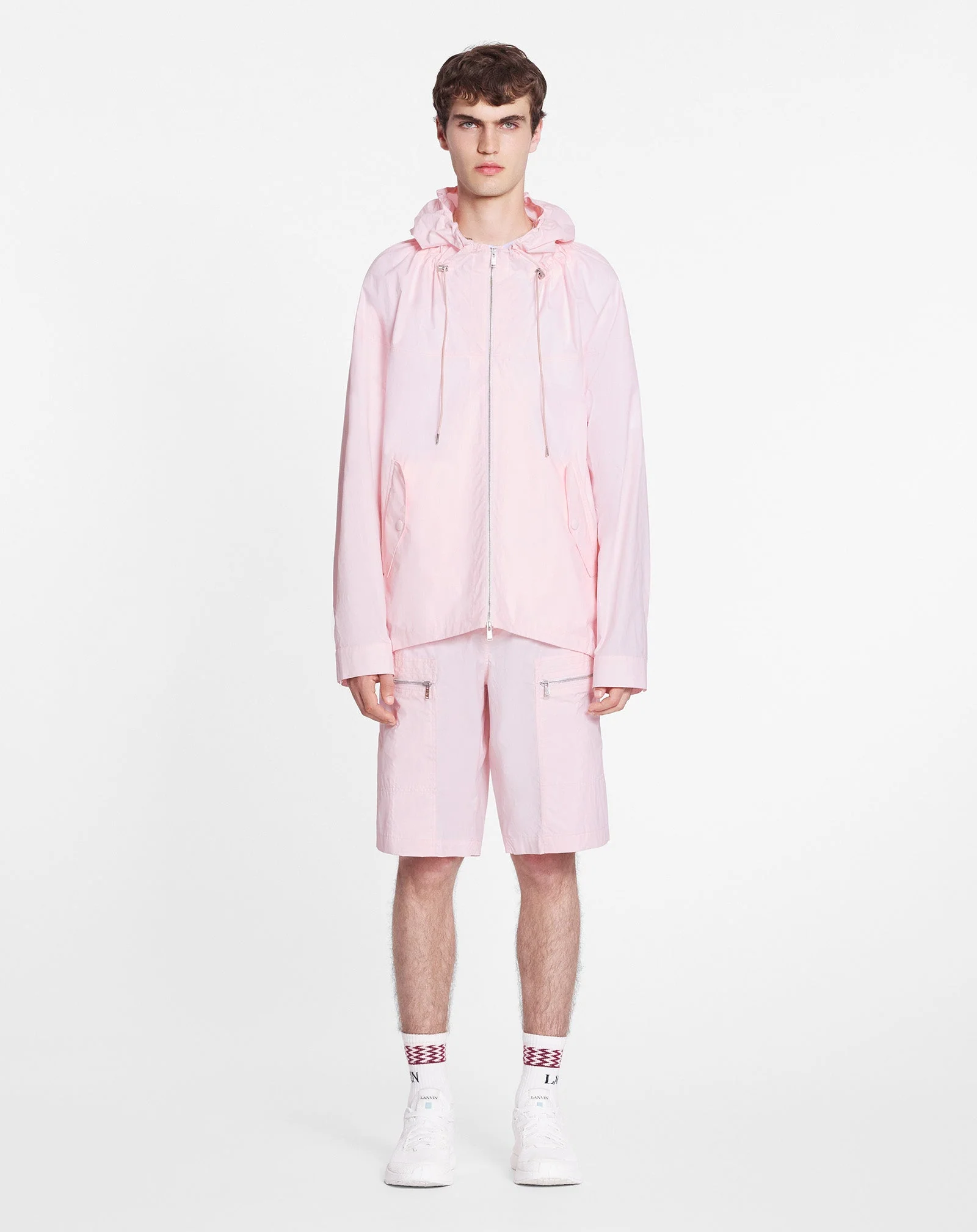 LANVIN MEN'S ROSÉ PARACHUTE SHORTS WITH ZIPPERS - Image 2