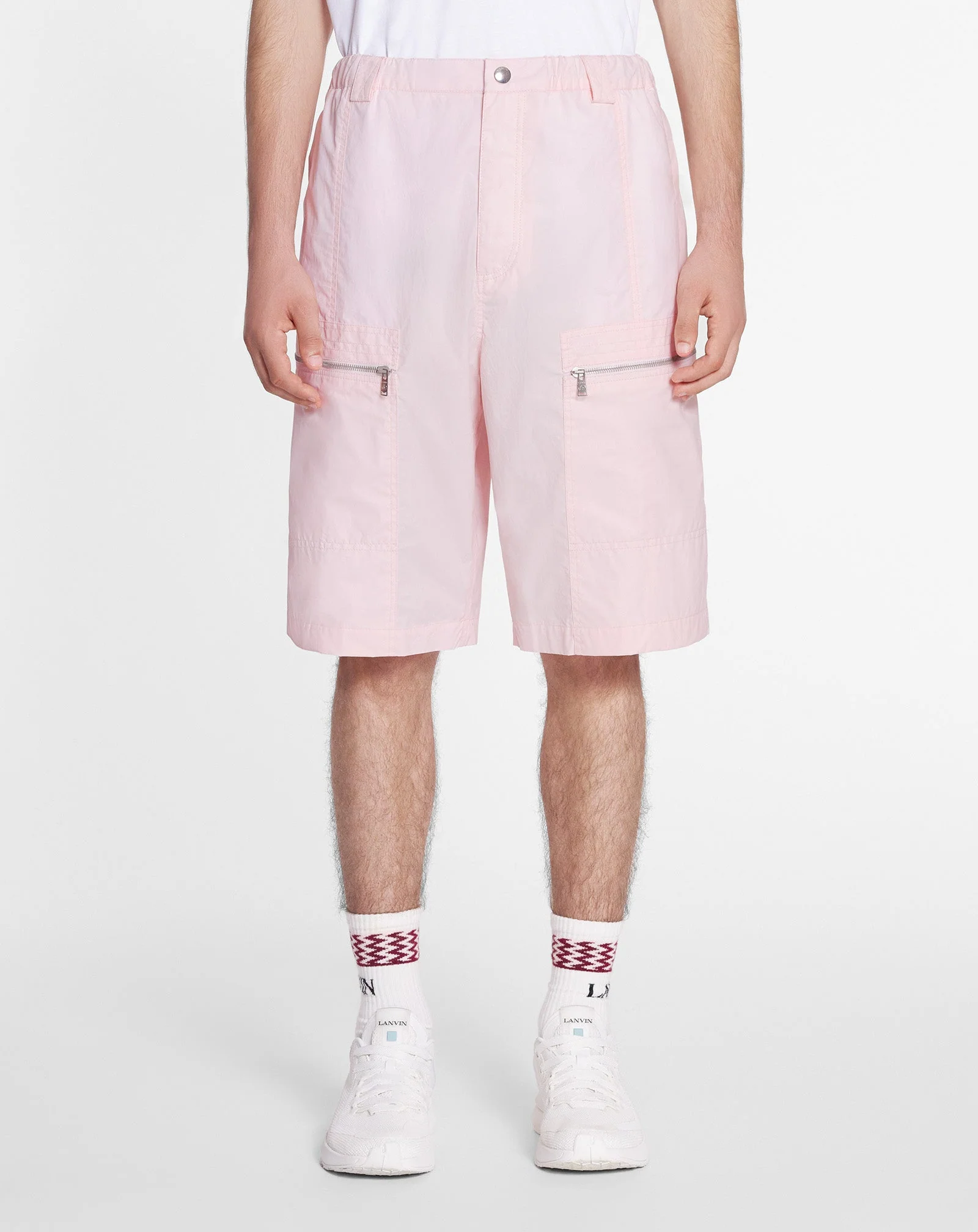 LANVIN MEN'S ROSÉ PARACHUTE SHORTS WITH ZIPPERS - Image 3